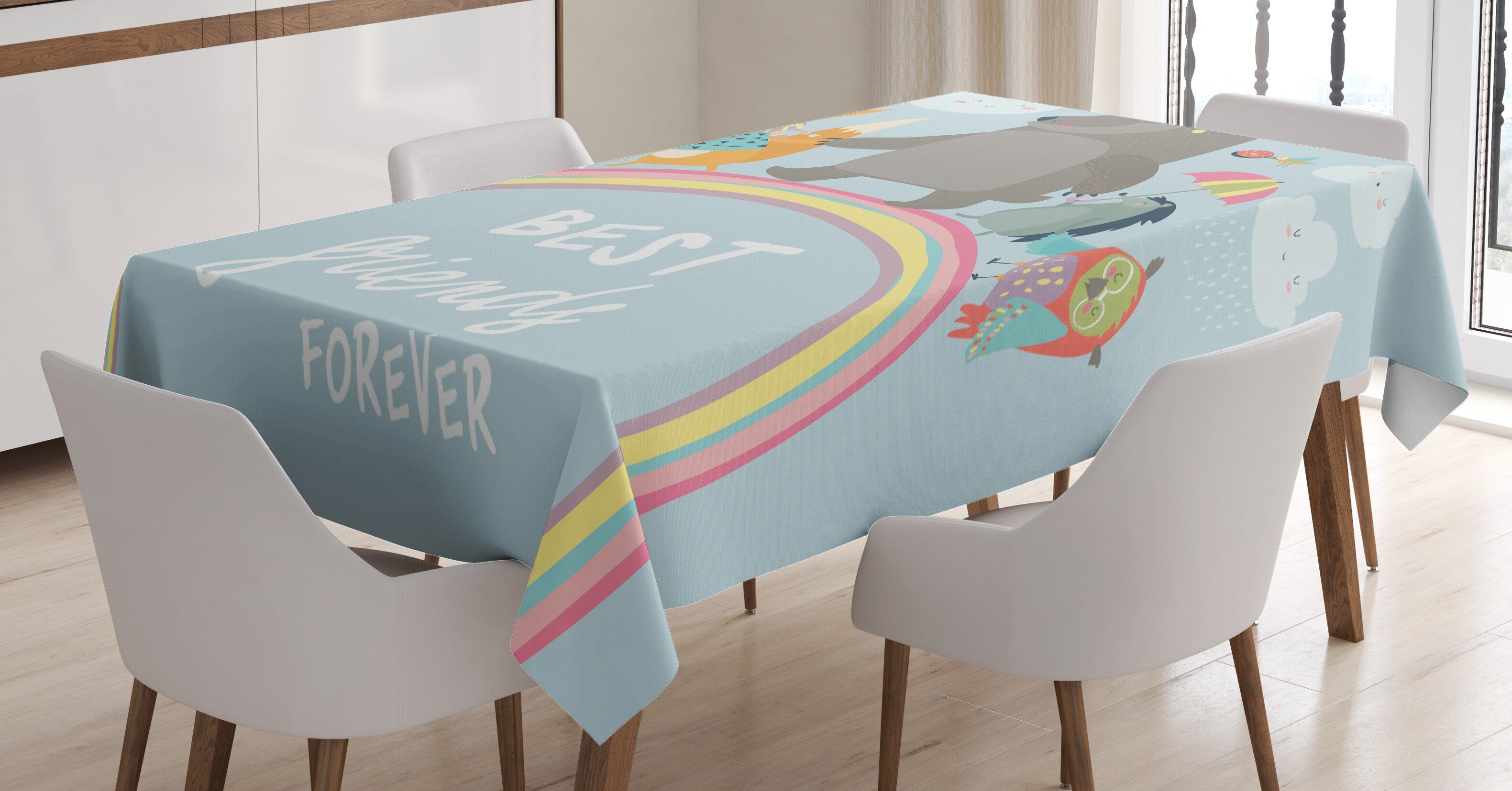 Abakuhaus Tischdecke Farbfest Waschbar Für den Außen Bereich geeignet Klare Farben, Regenbogen Beste Tierfreund-