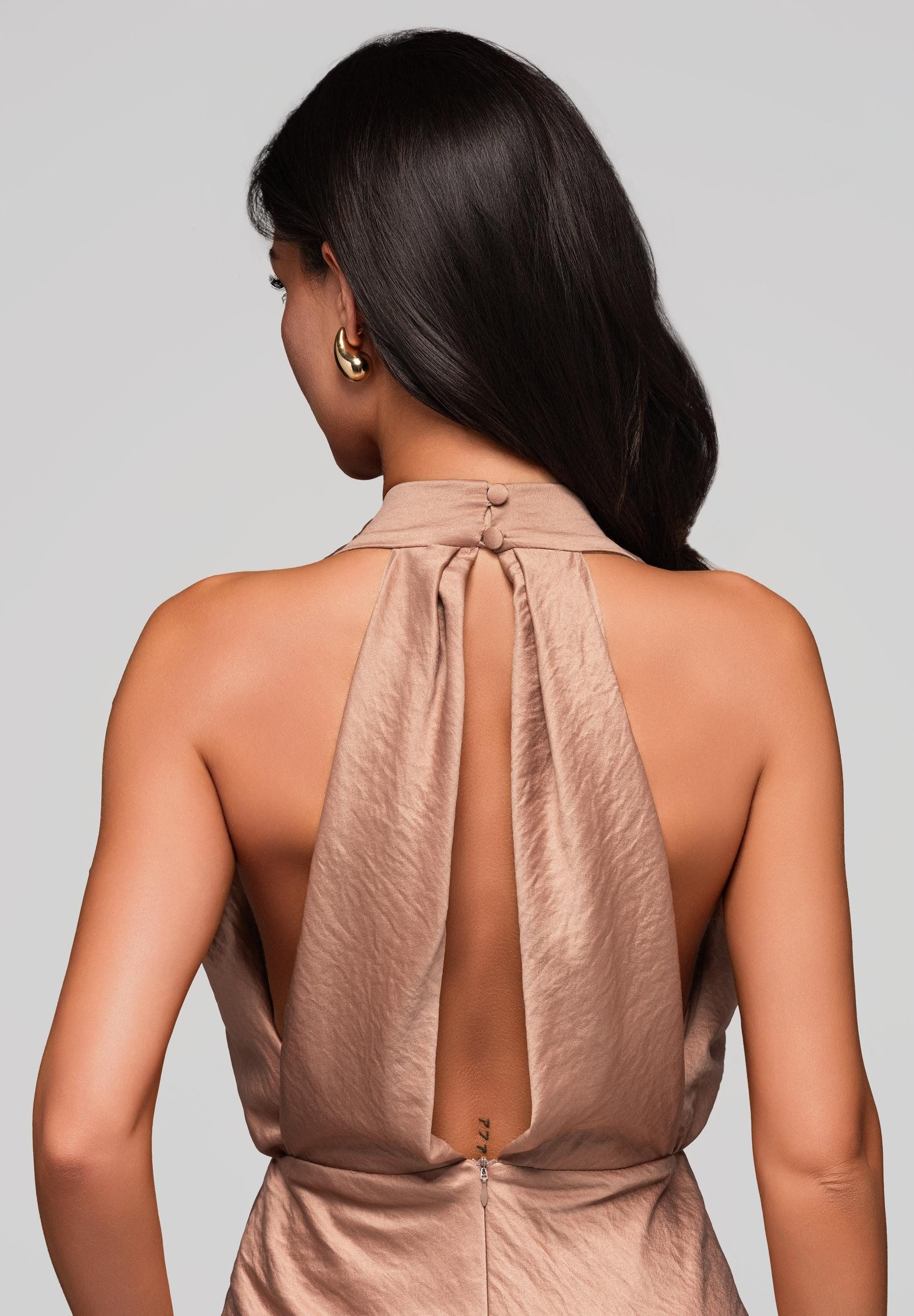 OMBRE Abendkleid Midi-Halterkleid mit Wasserfall-Ausschnitt günstig online kaufen