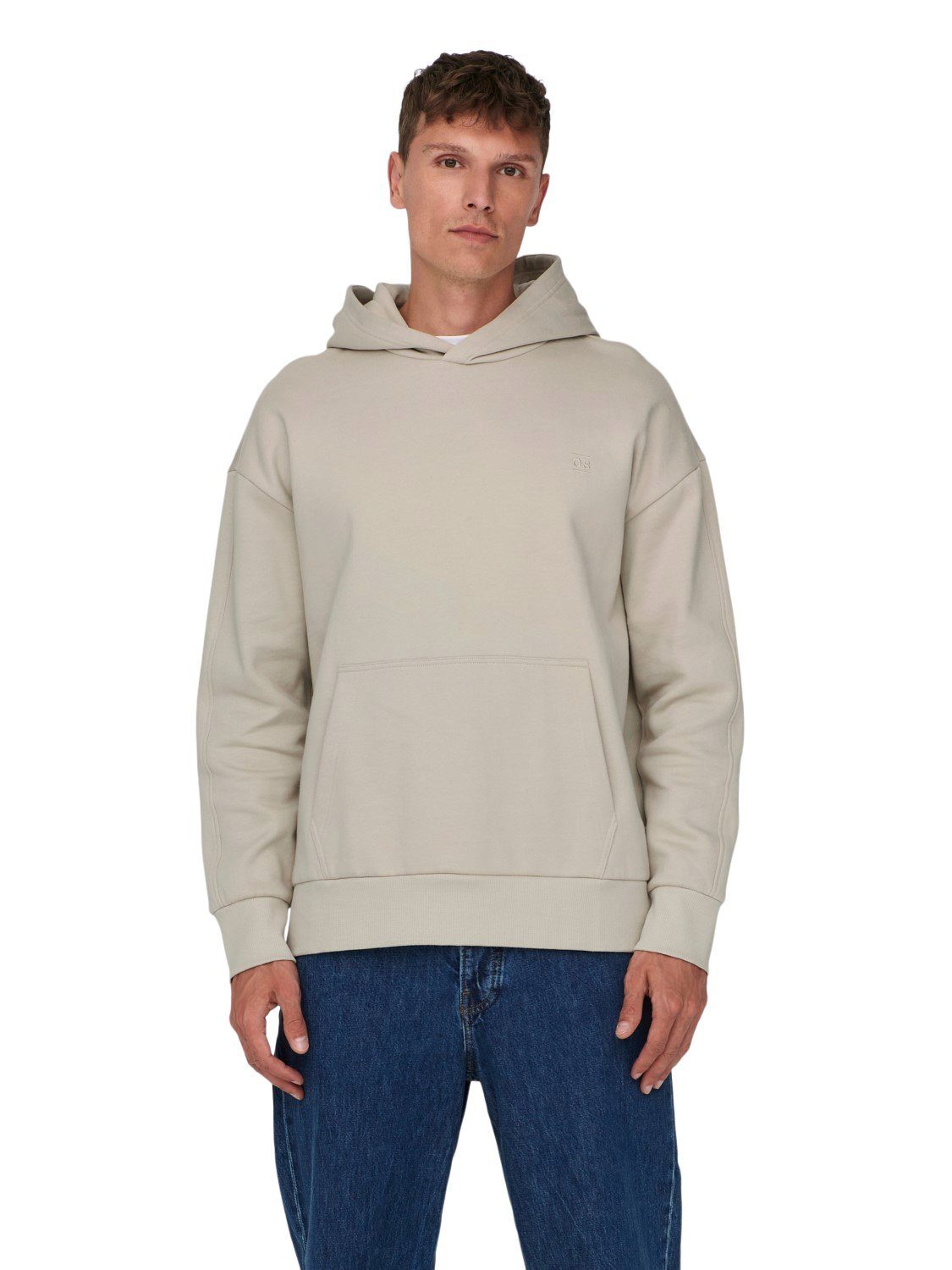 LIFE & ONLY Baumwolle 22026661 Hoodie ONSDAN aus Lining SONS Silver