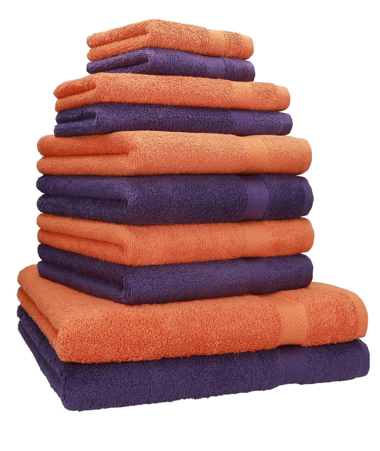 Betz Handtuch Set 10-TLG. Handtuch-Set Classic Farbe lila und orange, 100% Baumwolle