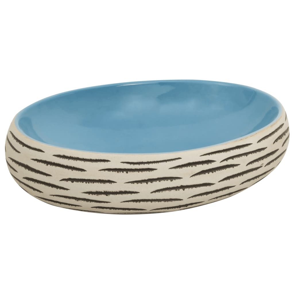 vidaXL Waschbecken Waschbecken Badezimmer Aufsatzwaschbecken Mehrfarbig Oval 59x40x15 cm