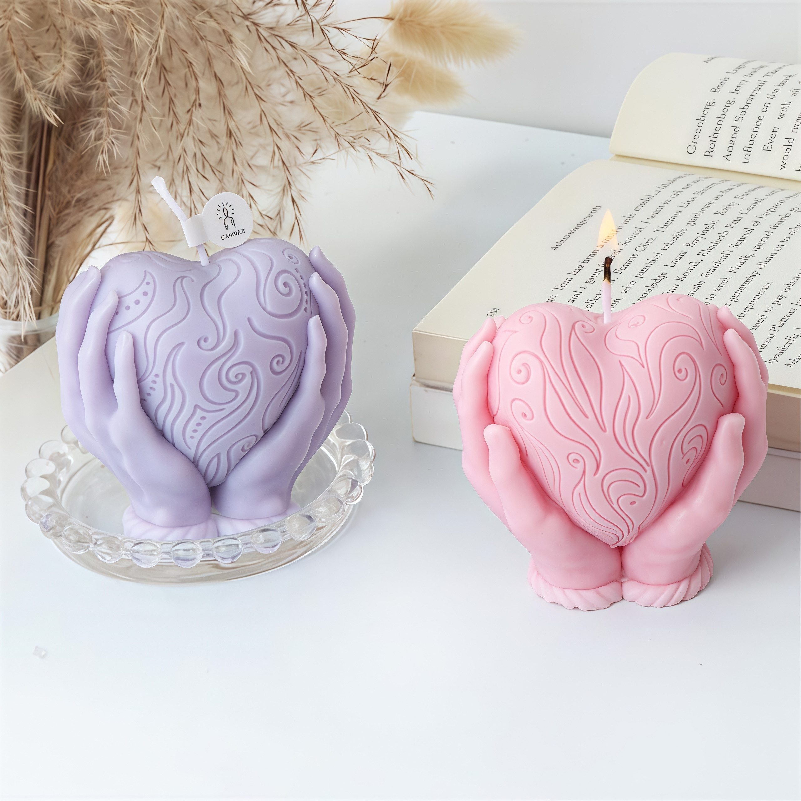 FOUORTUNATE-BEE Modellierwerkzeug 3D Herzkerzen Silikonform – DIY Duftkerzen & Deko, Hände mit Herz Kerzenform für Geburtstag & Valentinstag – Bild 3 von 5