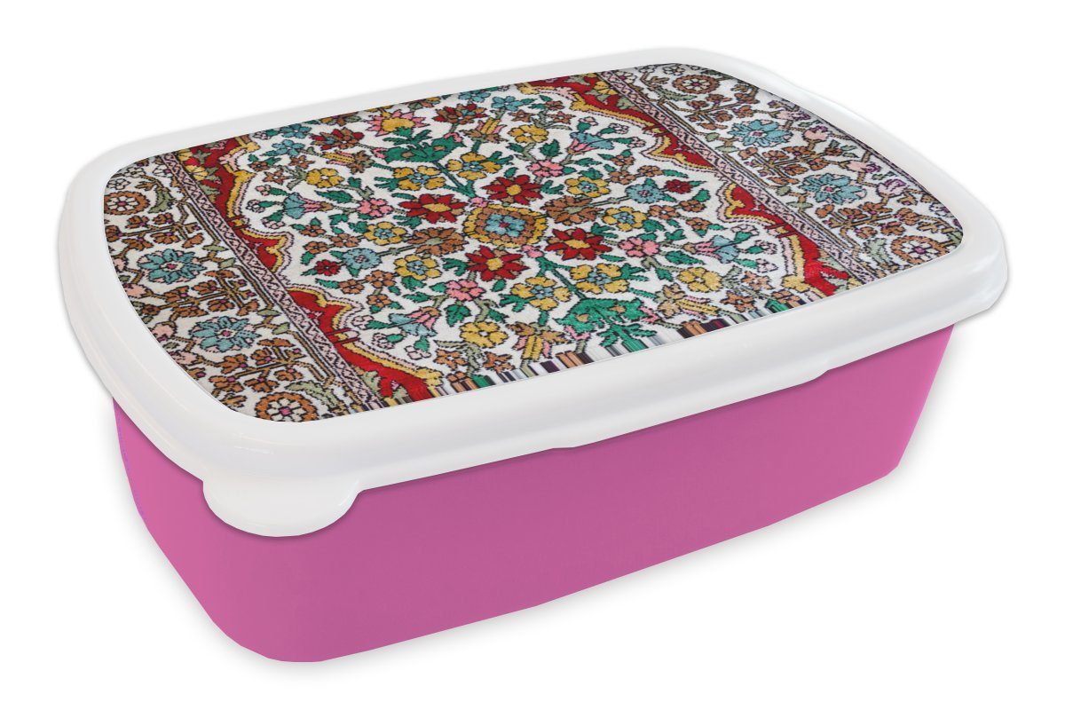Teppiche Erwachsene, Mädchen, Farben, - Persische - für Kunststoff MuchoWow Snackbox, Brotbox Kunststoff, (2-tlg), Brotdose Muster - rosa Teppiche Kinder, Lunchbox
