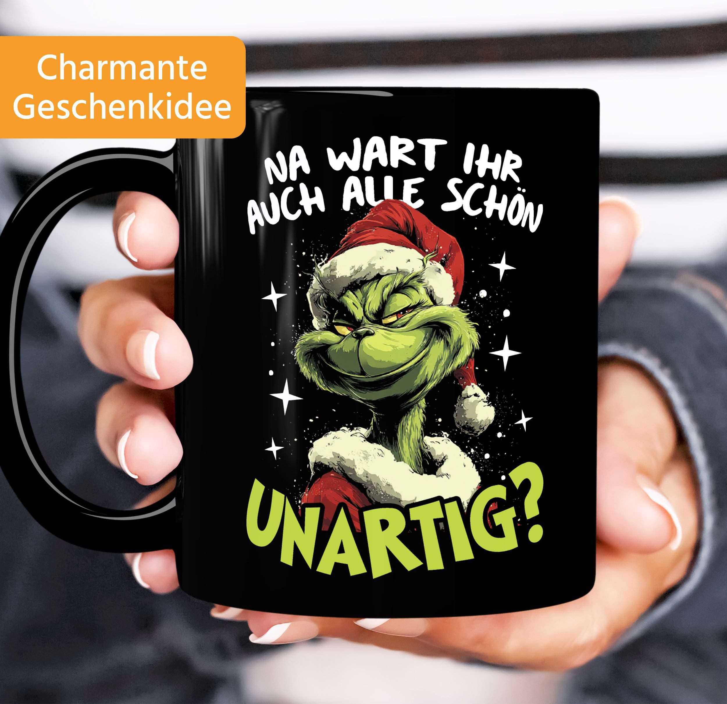 MoonWorks Tasse Tasse Weihnachten Aufdruck Weihnachtsmuffel Spruch Wart ihr unartig, Keramik