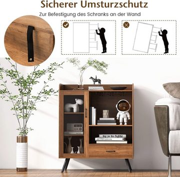 KOMFOTTEU Sideboard Küchenschrank, mit Weinglashalter & 8-Flaschen Weinregal