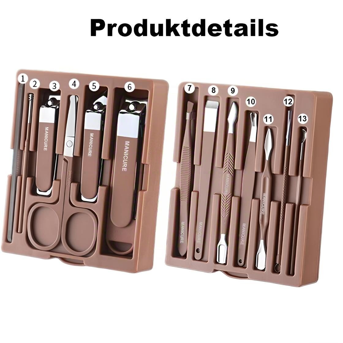 Toomoke Maniküre-Etui Maniküre Set,Maniküre-Etui,mit einem Spiegel,Hand und Pediküre-Set, 13-teiliges,nagelpflege,Maniküre-Pediküre-Sets