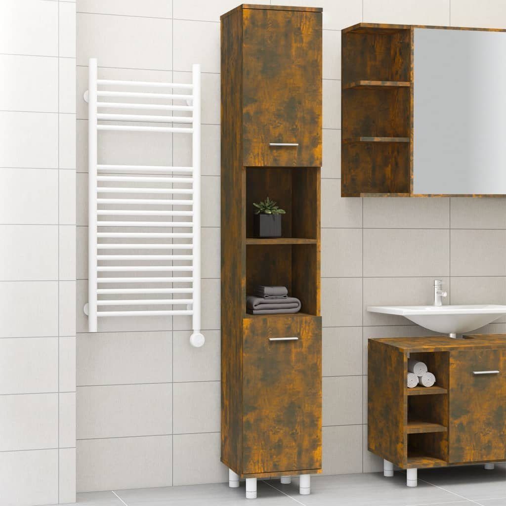 vidaXL Badezimmer-Set Badschrank Räuchereiche Holzwerkstoff, cm (1-St) 30x30x179