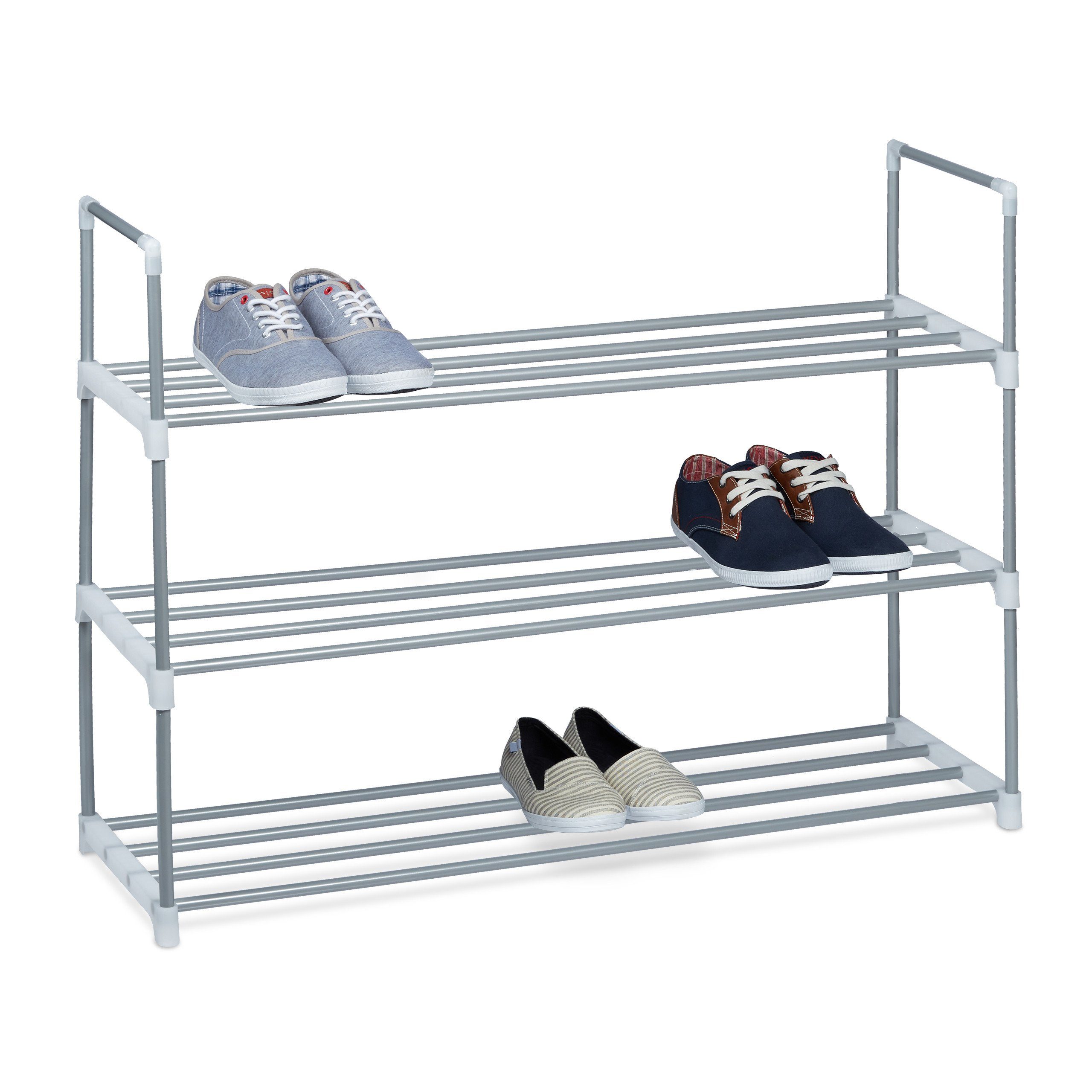 relaxdays Schuhregal Metall silb, 3 günstig online kaufen