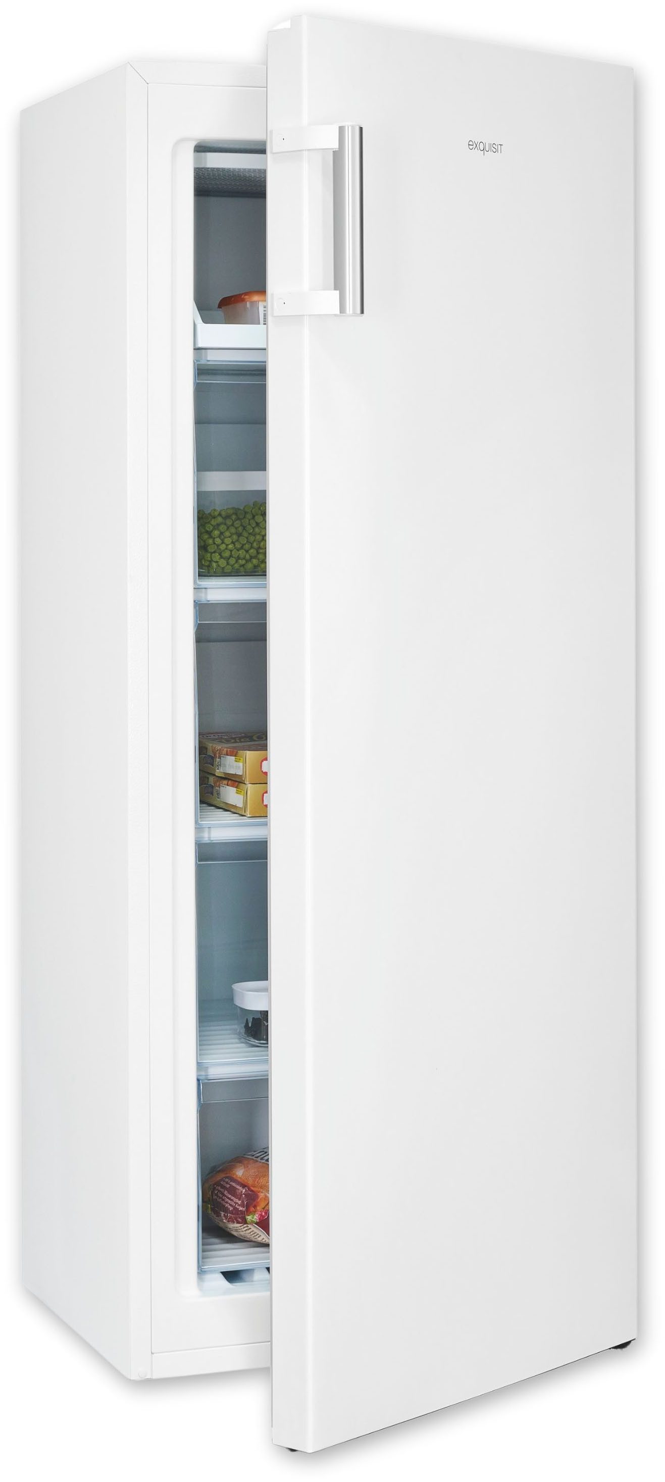 exquisit Gefrierschrank GS230-H-010E, 143,4 cm hoch, 55 cm breit, 4*-Gefrierschrank mit praktischem Griff – leicht & bequem zu öffnen