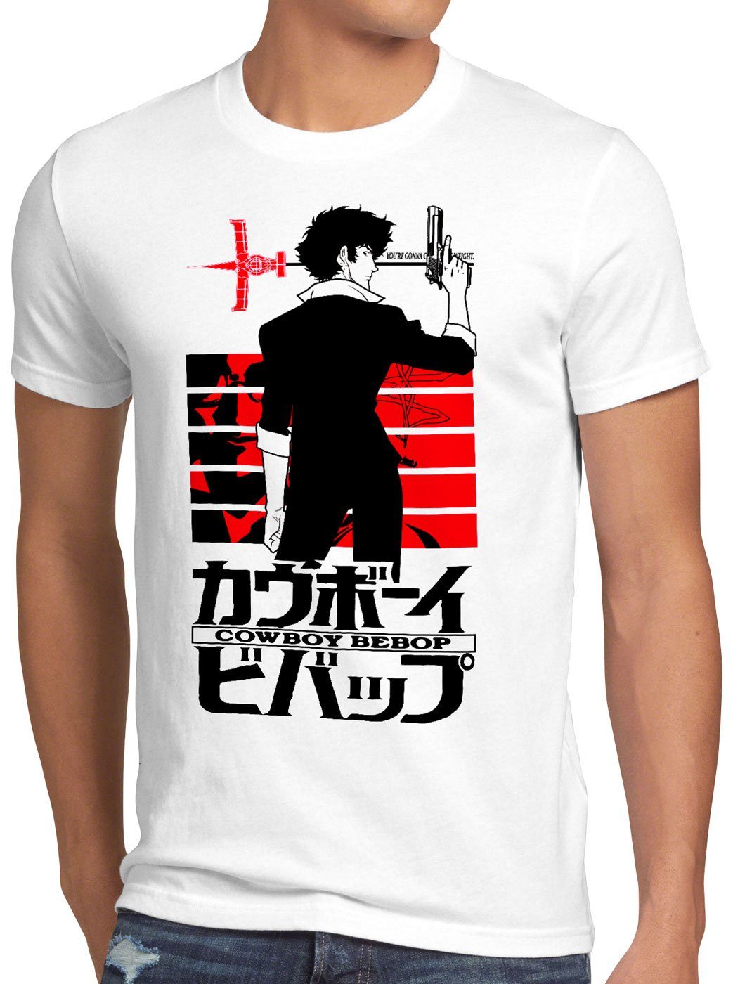 style3 Print-Shirt Herren T-Shirt The Cowboy swordfish anime manga weiß