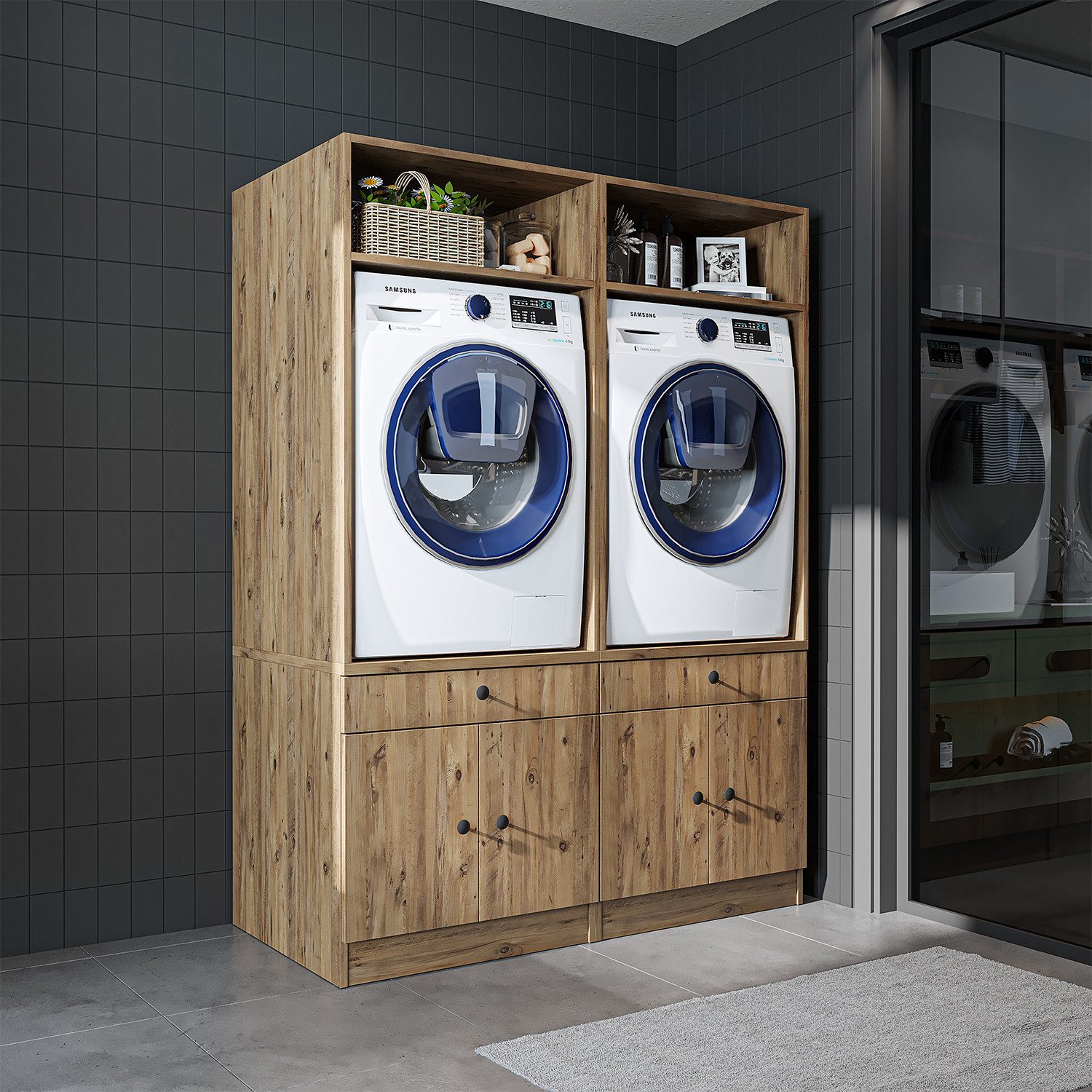 Roomart Waschmaschinenumbauschrank (Waschmaschinenschrank Trocknerschrank W günstig online kaufen