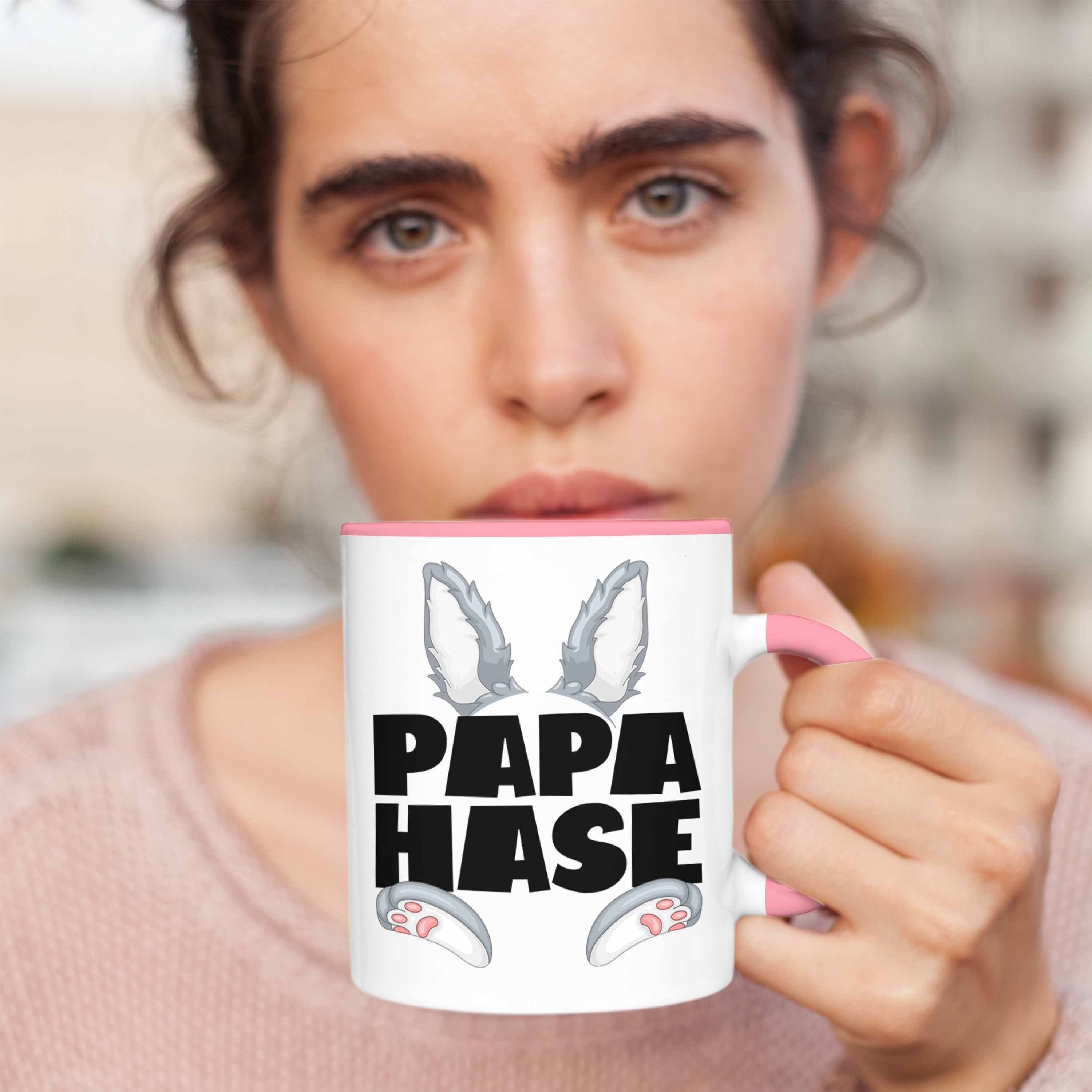 Trendation Tasse Papa Be Hasen-Vater Kaffee-Becher Tasse Geschenkidee Geschenk Hase für Rosa