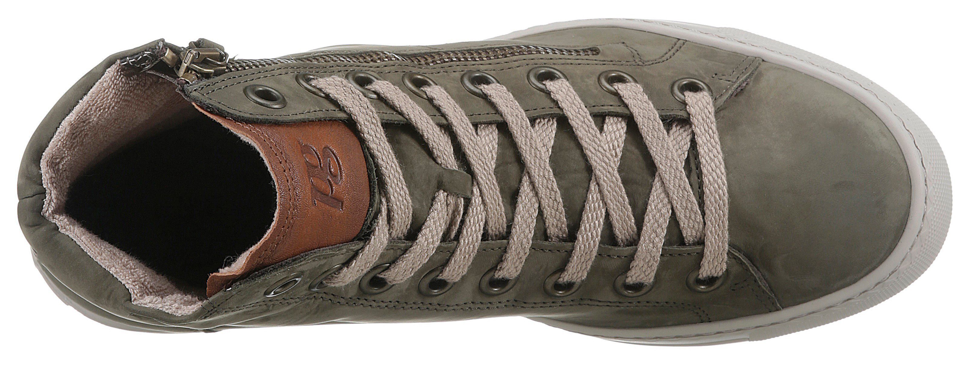 Paul Green Sneaker mit zusätzlichem olivgrün Außenreißverschluss