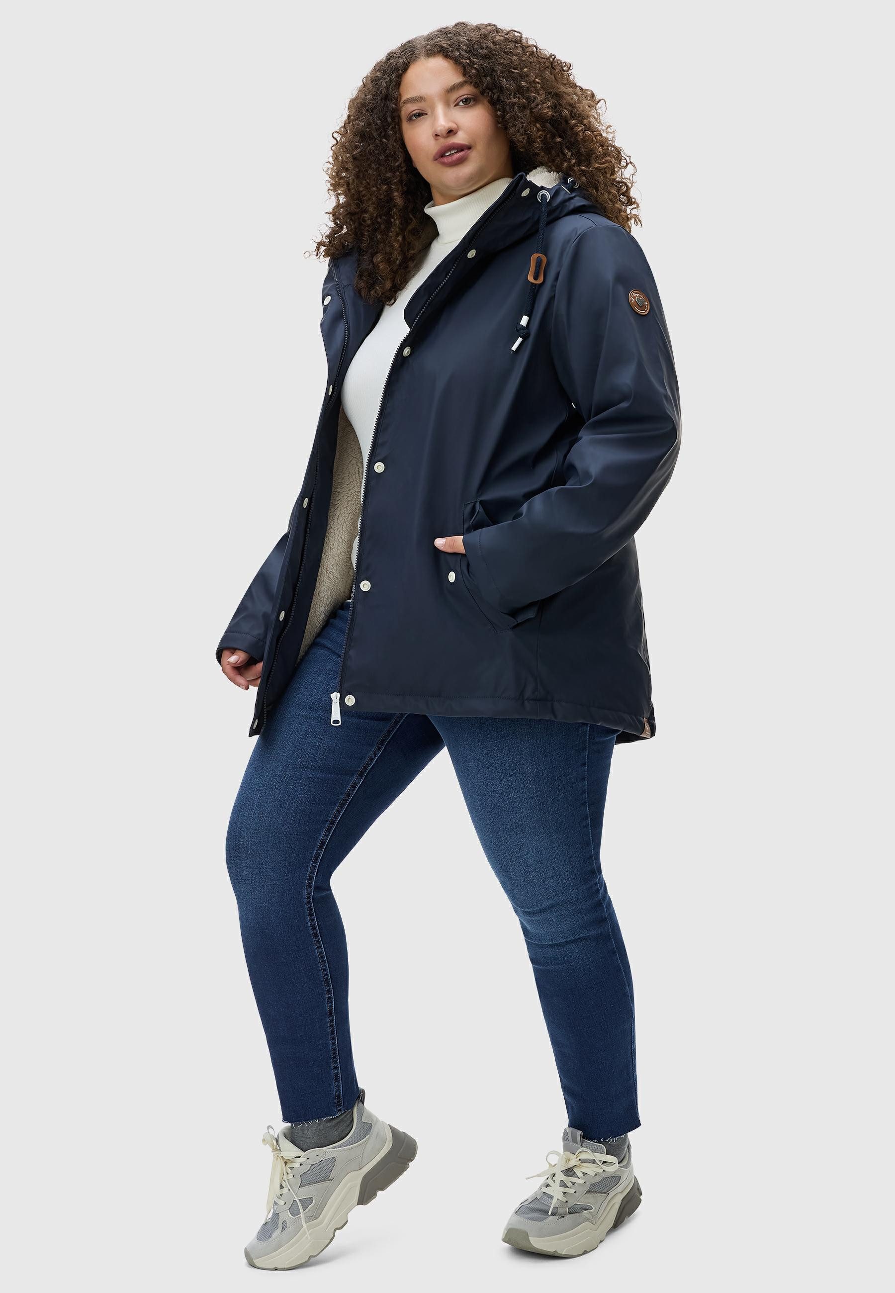 Ragwear Regenjacke Marge warm gefütterter Damen Winter Regenmantel