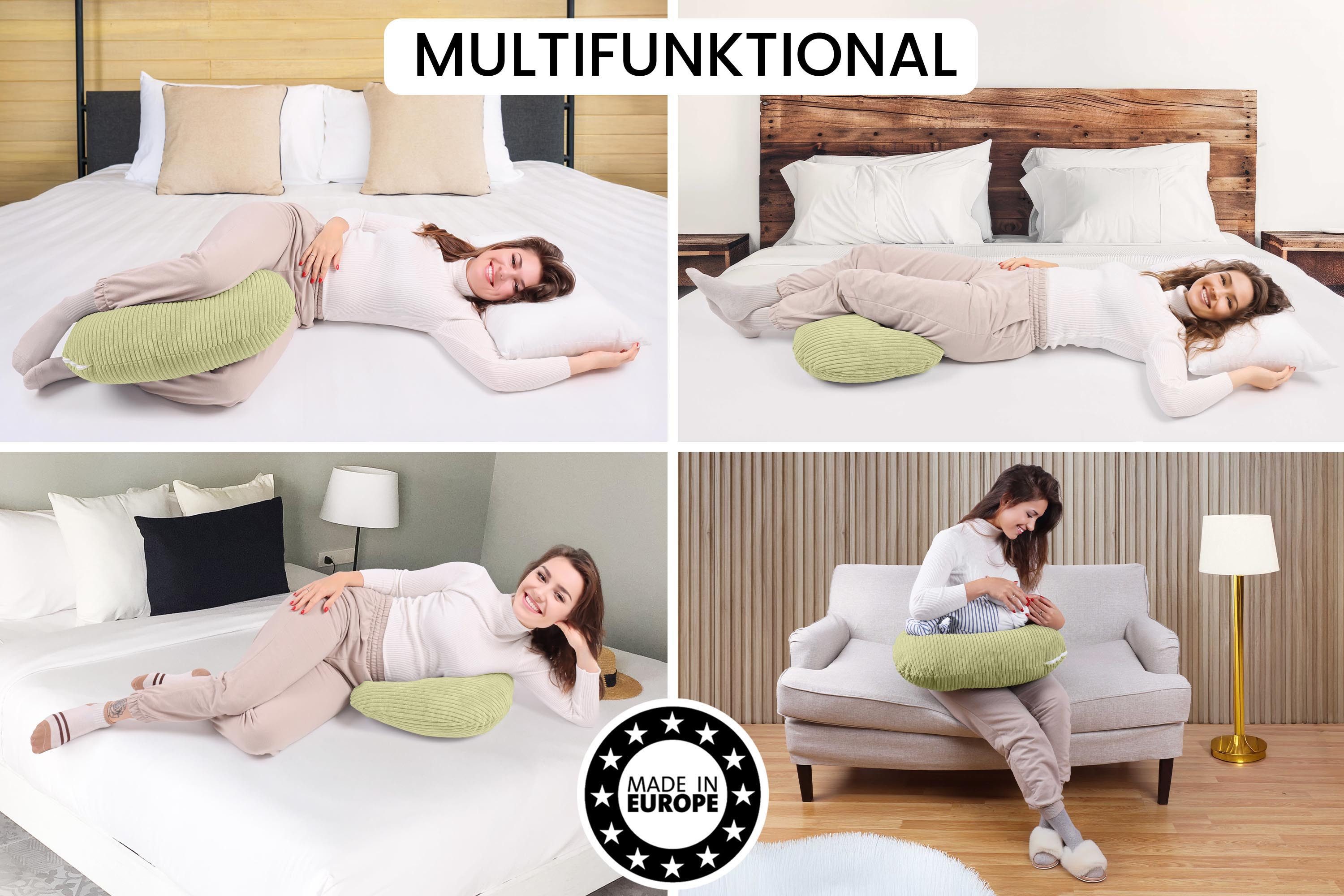 Amilian Stillkissen - Lagerungskissen - Schwangerschaftskissen mit Füllung und Bezug, Stillmond - Stillhörnchen - pregnancy pillow, für Mütter und Babys