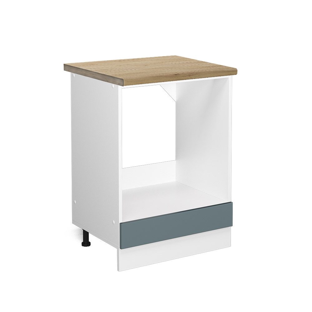 Vicco Herdumbauschrank R-Line, Blau-Grau/Weiß, 60 cm, AP Eiche (1-St)