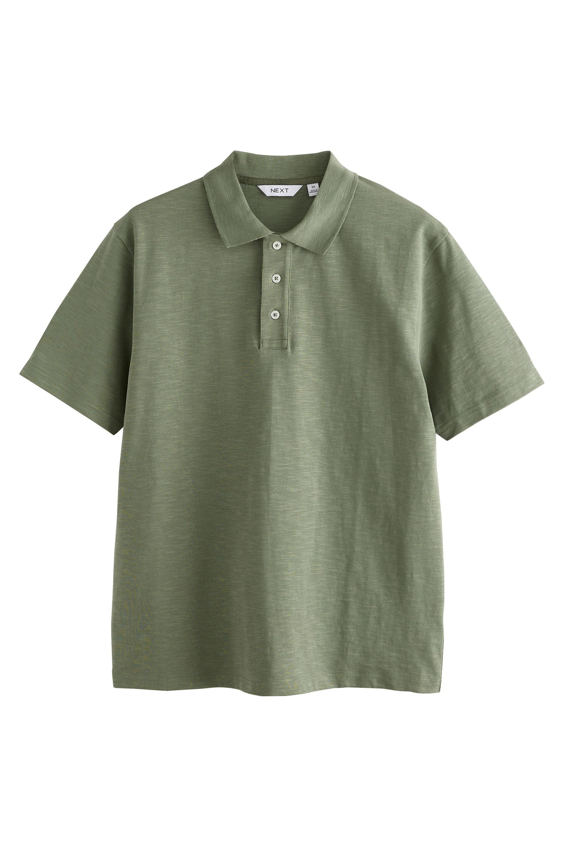 Next Poloshirt Kurzärmeliges Slub-Polohemd aus 100 % Baumwolle (1-tlg)