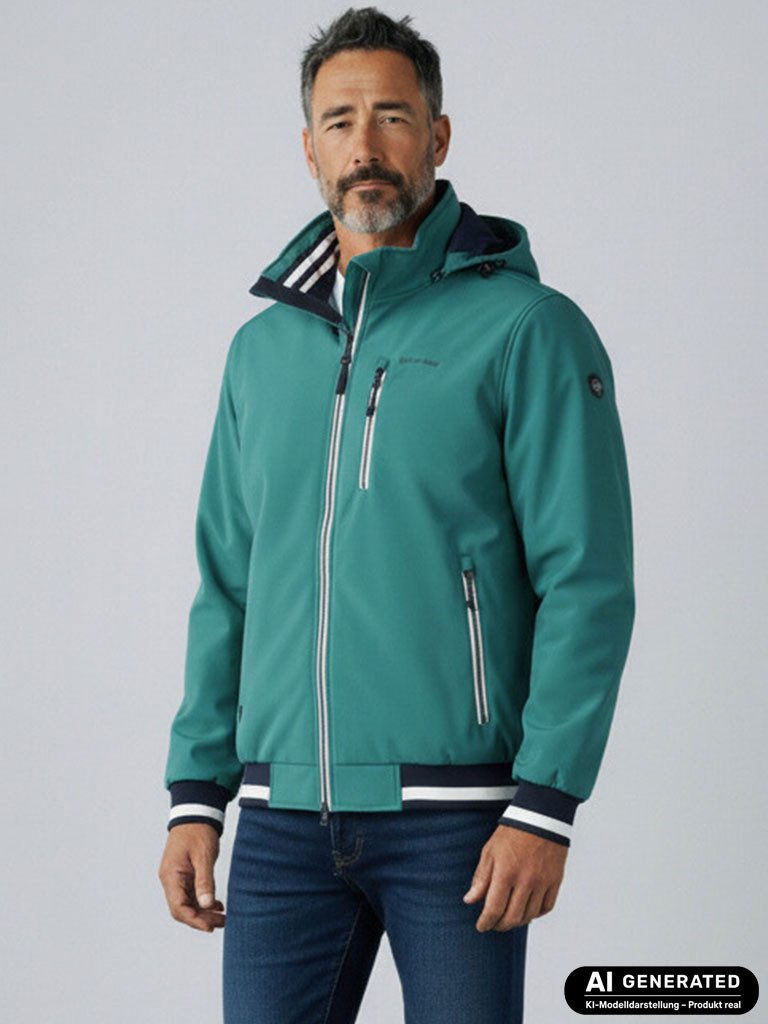 Dry Fashion Funktionsjacke Hamburg Herren Funktions-Blouson Innenfutter - Übergangsjacke Outdoor Atmungsaktiv, Wind- & wasserabweisend, 2-Wege-Reißverschluss, Kapuze