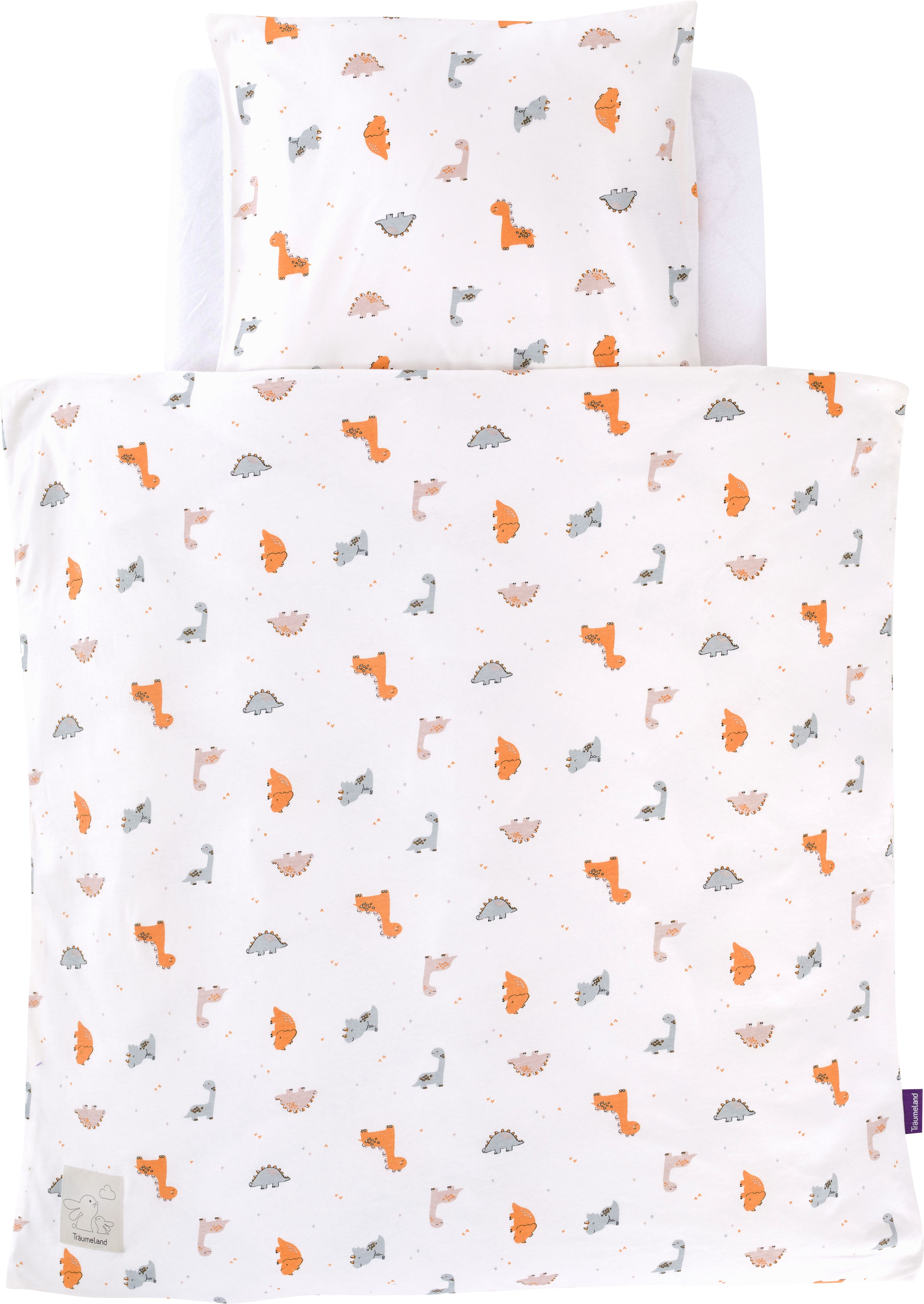Träumeland Babybettwäsche Jersey Dinolino, Jersey, 2 teilig, mit Allover-Print