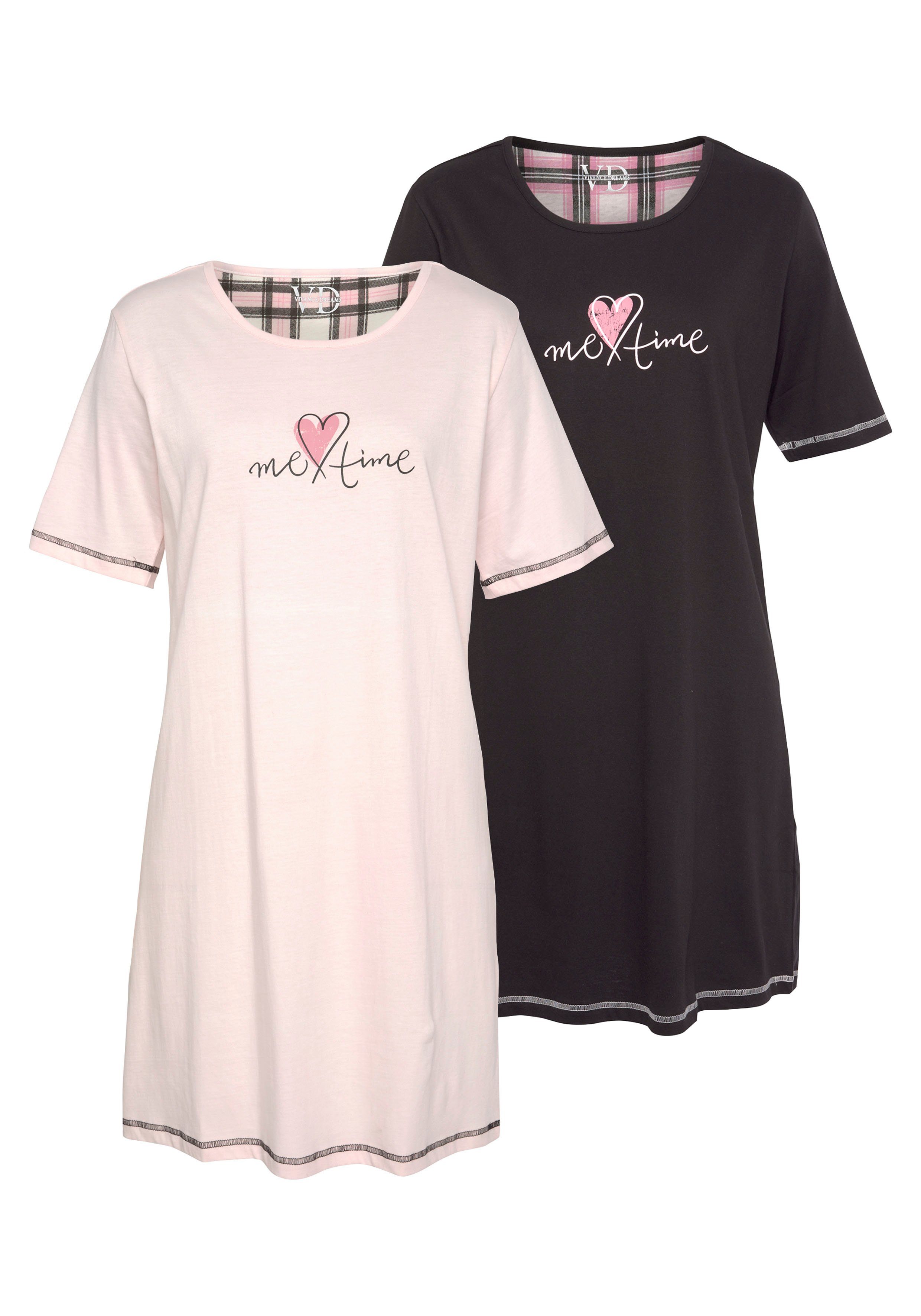 Vivance Dreams Sleepshirt, (Packung, 2 Stück), im Doppelpack mit Karomuster günstig online kaufen