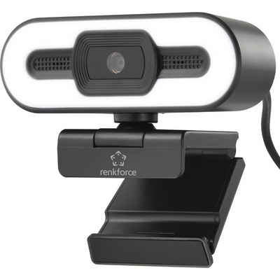 Renkforce Webcam mit 2K HD-Auflösung und Videoleuchte Webcam (Klemm-Halterung)