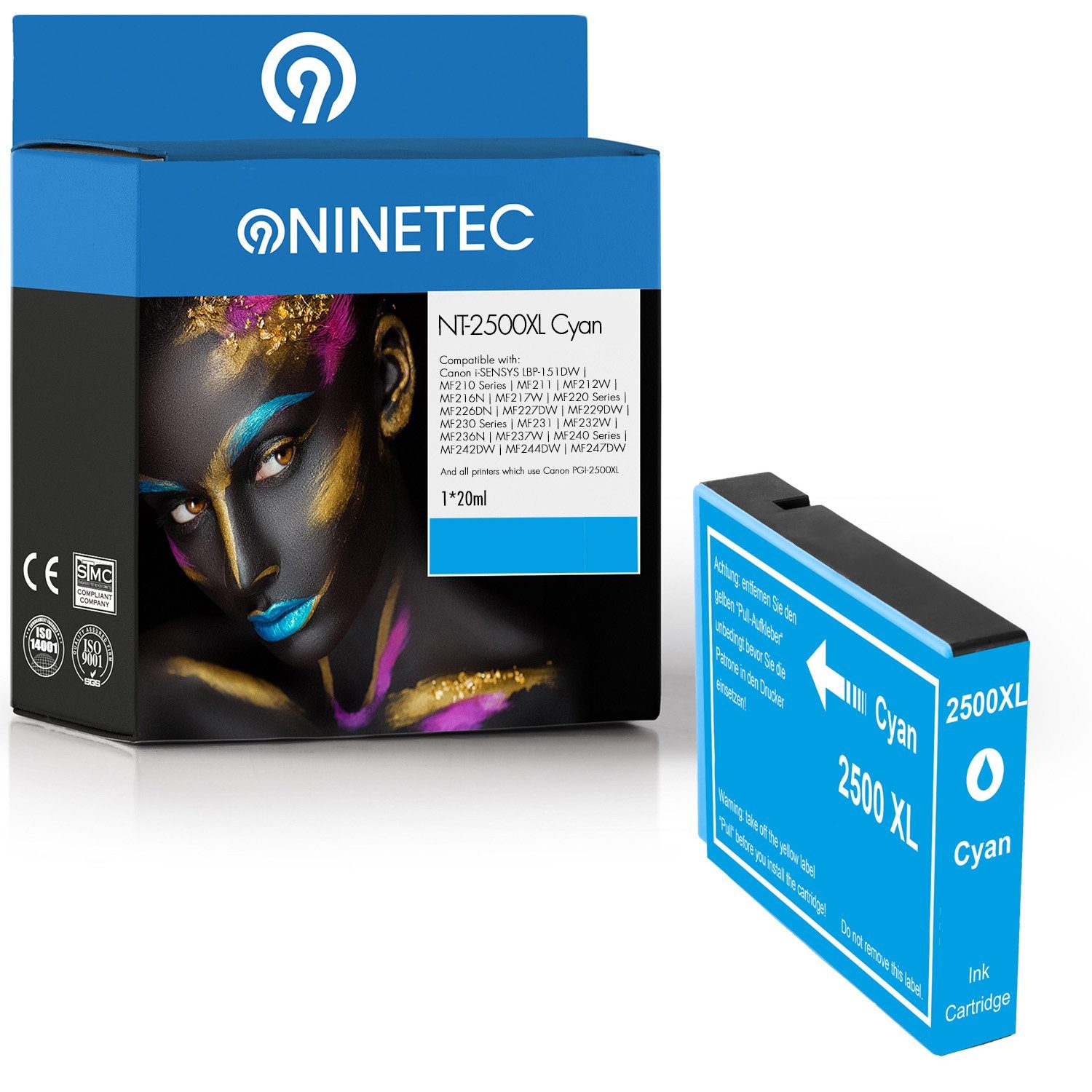 NINETEC ersetzt Canon PGI-2500 Tintenpatrone PGI2500 Cyan