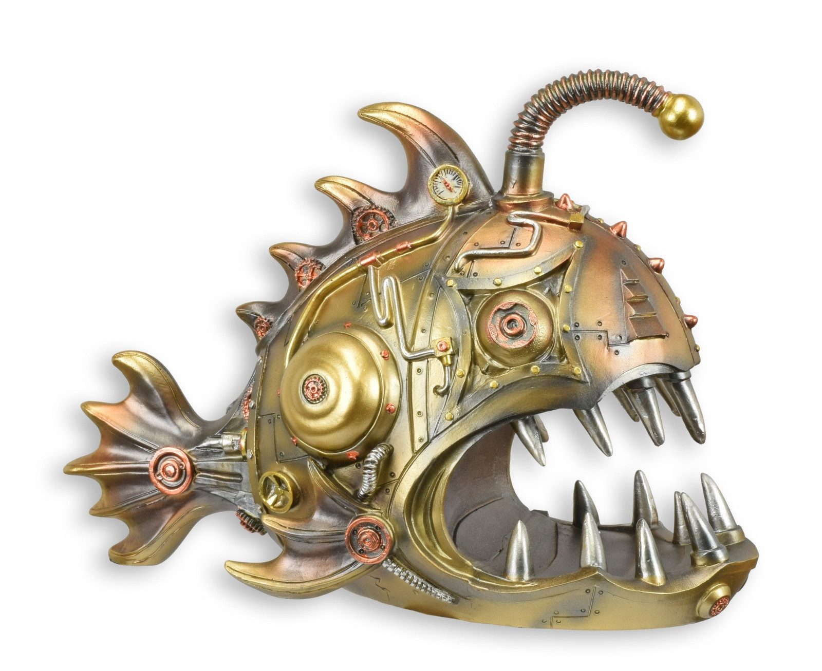 Dekoobjekt Steampunk-Figur Laternenfisch aus Kunstharz Replikat Retro Design Deko