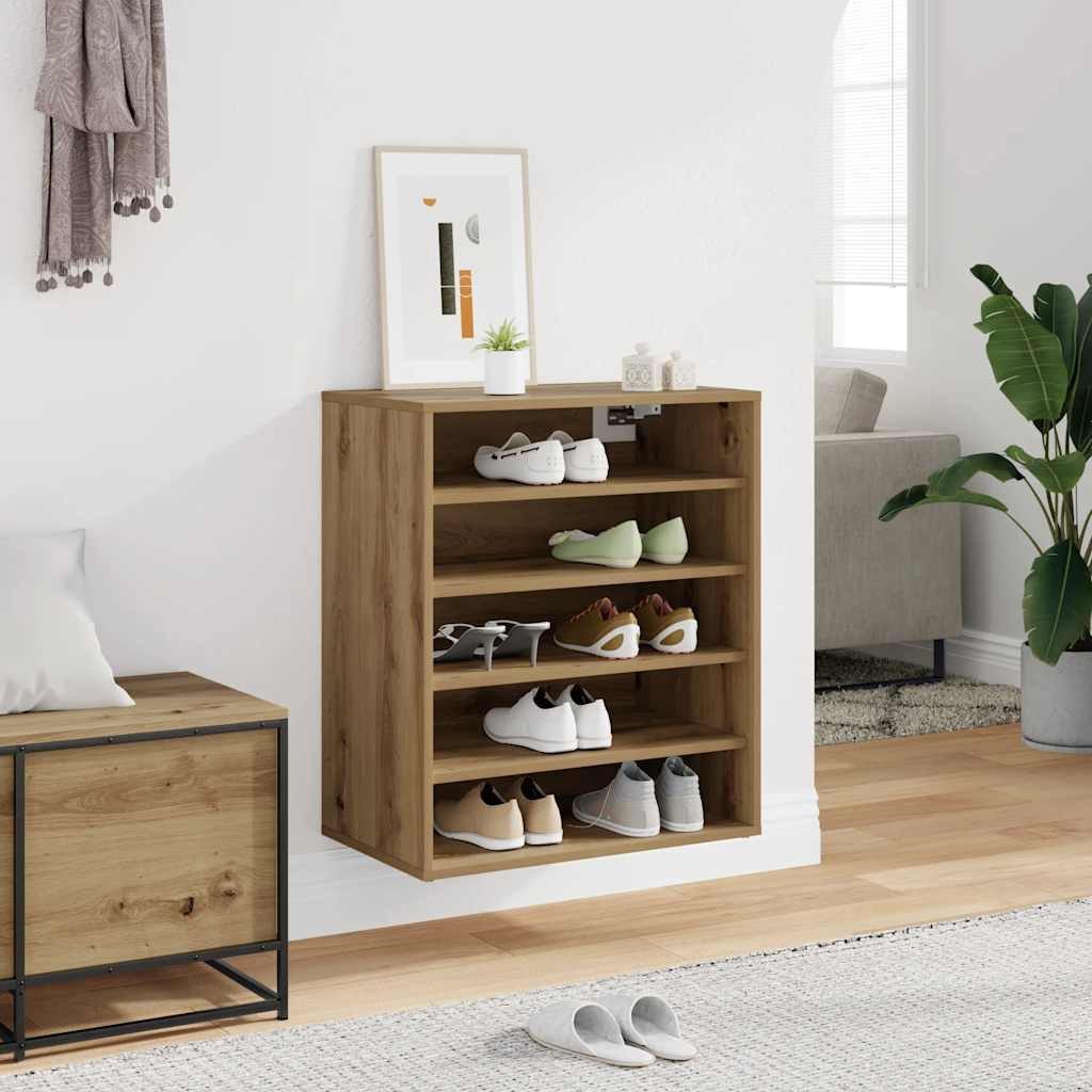 vidaXL Schuhregal Schuhschrank 60 x 35 x 70 cm Artisan-Eiche 5 regale, 1-tlg. – Bild 3 von 5