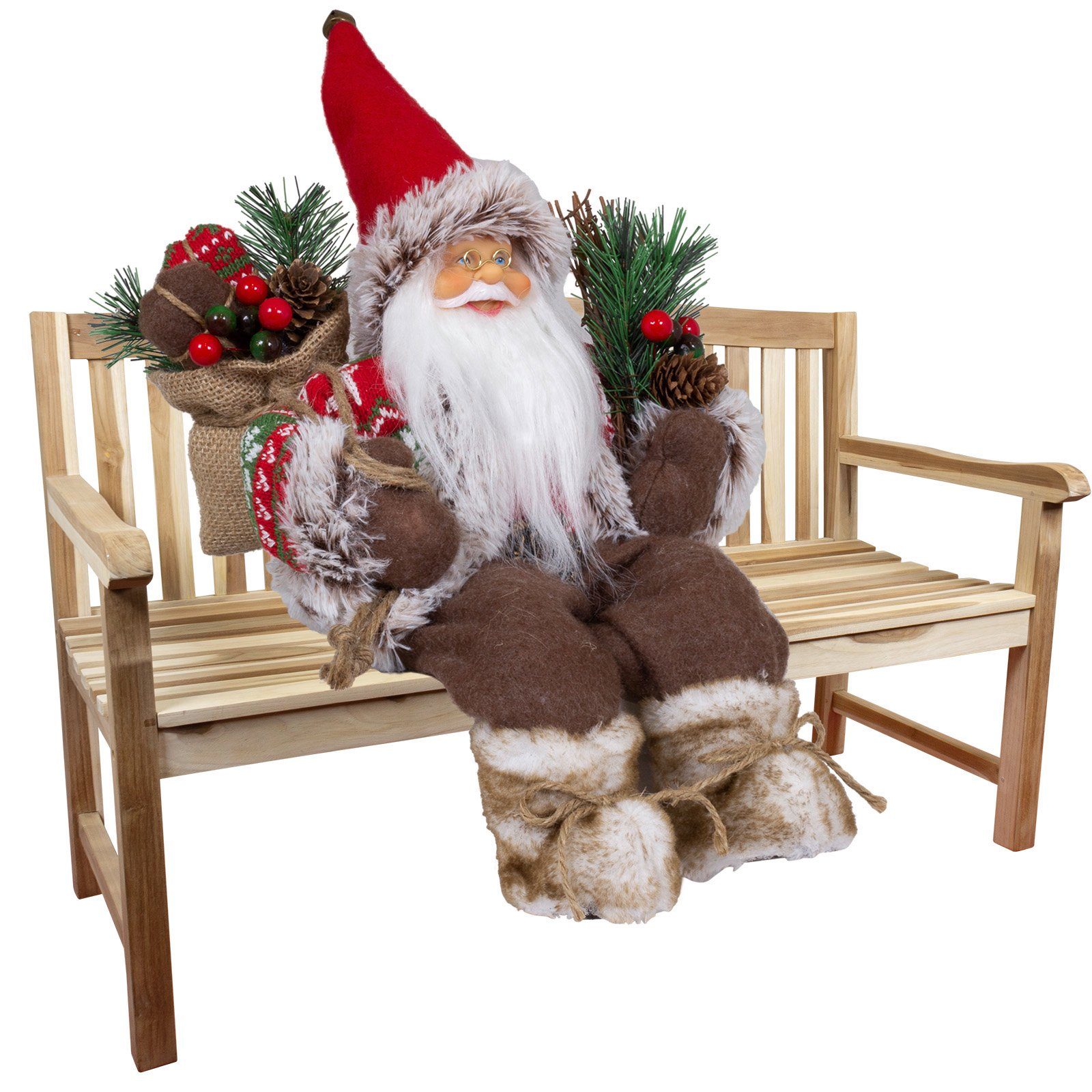 (Dekofigur Kantenhocker sitzend Hinsetzen Christmas 1 zum Paradise Weihnachtsmann 45cm rot-braun, Magnus Weihnachtsdeko), / St., 30cm,