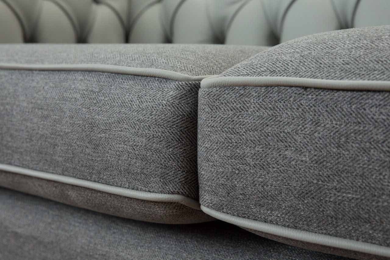 Klassisch Chesterfield-Sofa, Grau JVmoebel Wohnzimmer Textil Sofa Couch Chesterfield Dreisitzer