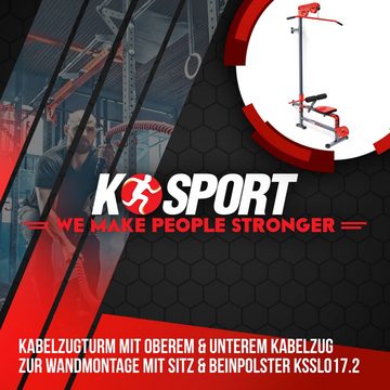 K-SPORT Kraftstation Oberer & unterer Kabelzug mit Latzug-Stange bis 200 kg belastbar, Made in EU!