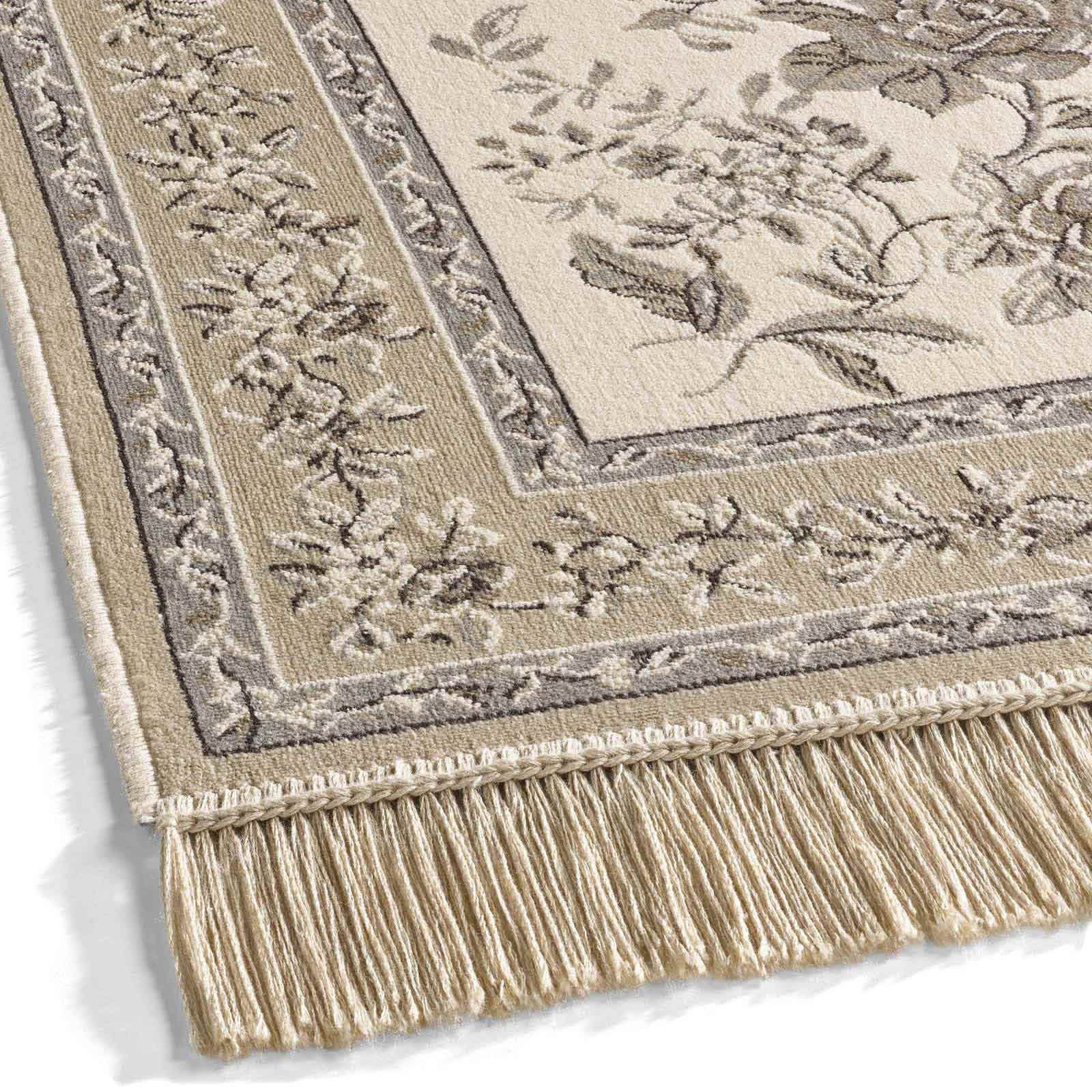 TaraCarpet Teppich Palazzo Royal Antique Roses Bordüre, rechteckig, Höhe: 6 mm, Bordüre Seiden Optik B.grau Wohnzimmer Schlafzimmer Esszimmer 95x140 – Bild 3 von 5