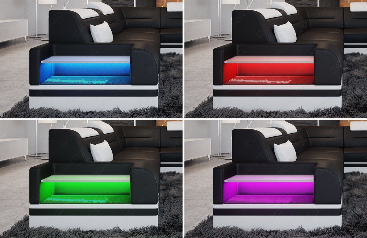 Sofa Dreams Ecksofa Leder Couch Sofa Trivento L Form Ledersofa, L-Form Ledersofa mit LED, wahlweise mit Bettfunktion