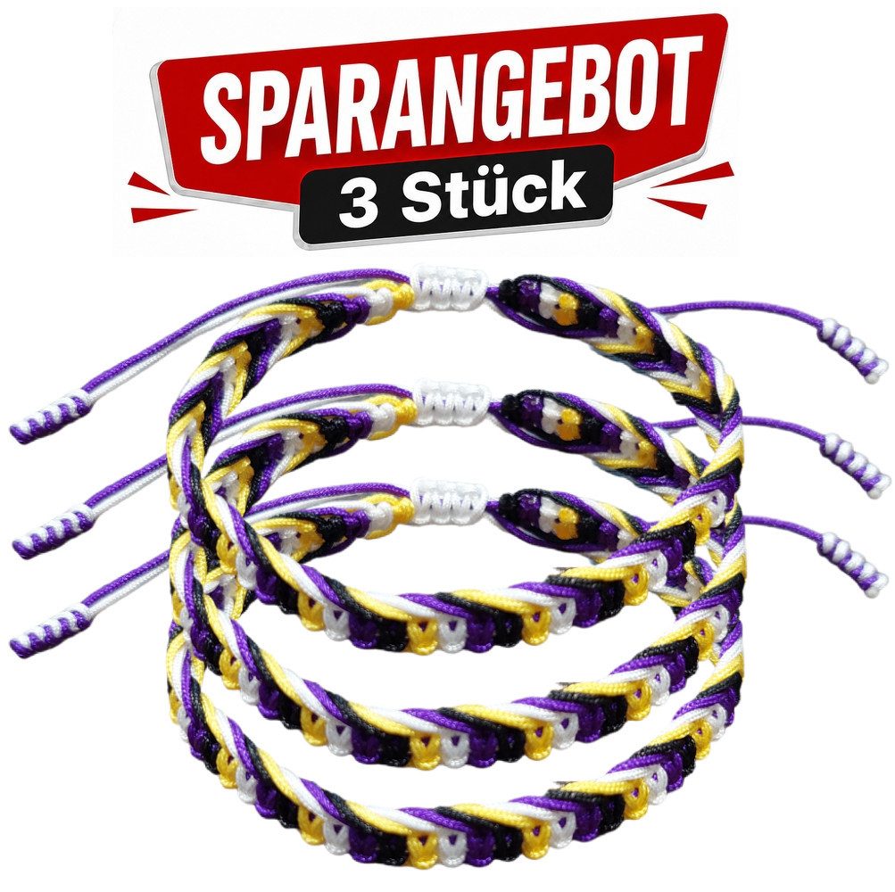 Ware aus aller Welt Armband Set 3er Set Bisexual LGBTQ Pride Armband CSD verstellbar 16–24 cm
