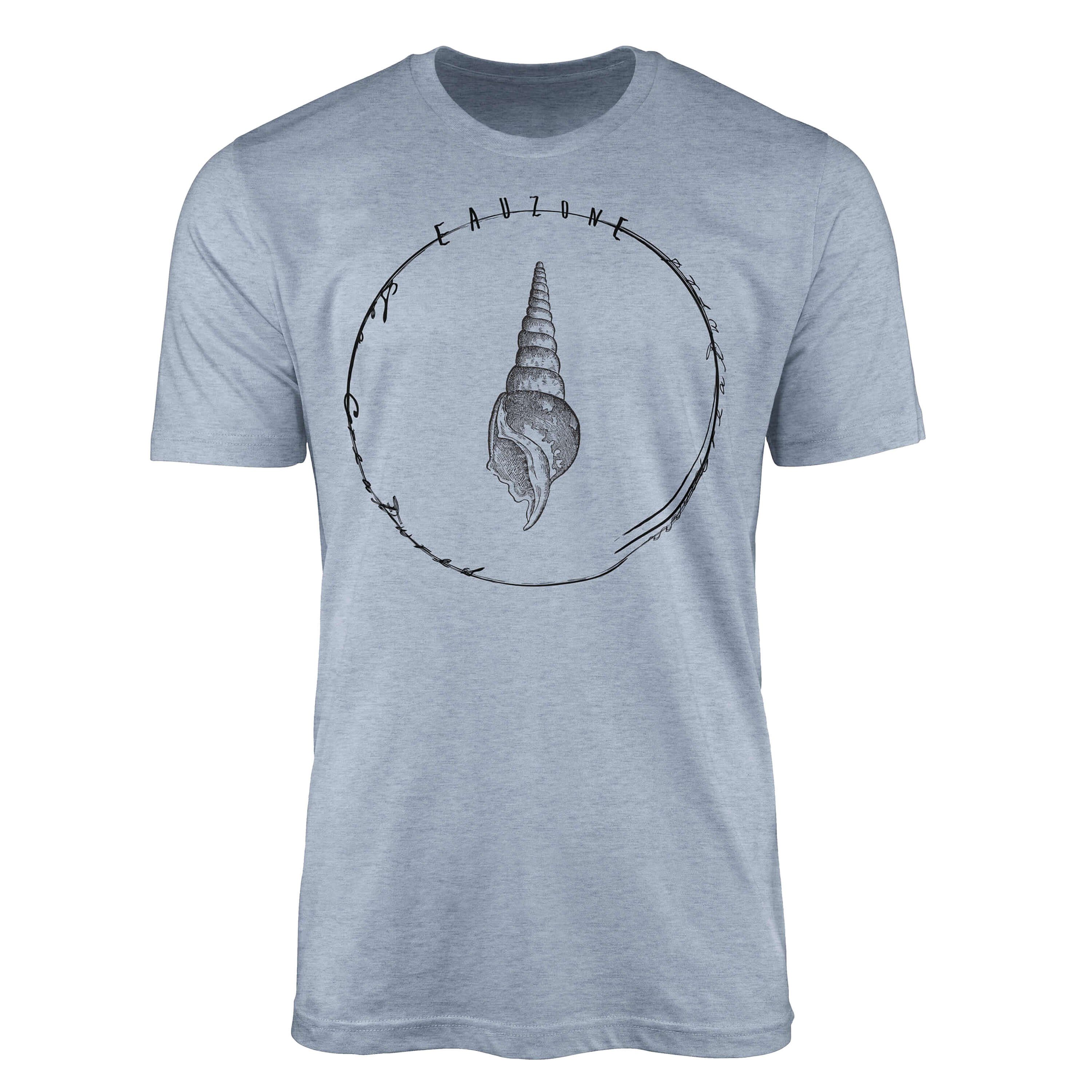 Sinus Art T-Shirt T-Shirt Tiefsee Fische - Serie: Sea Creatures, feine Struktur und sportlicher Schnitt / Sea 036 Stonewash Denim