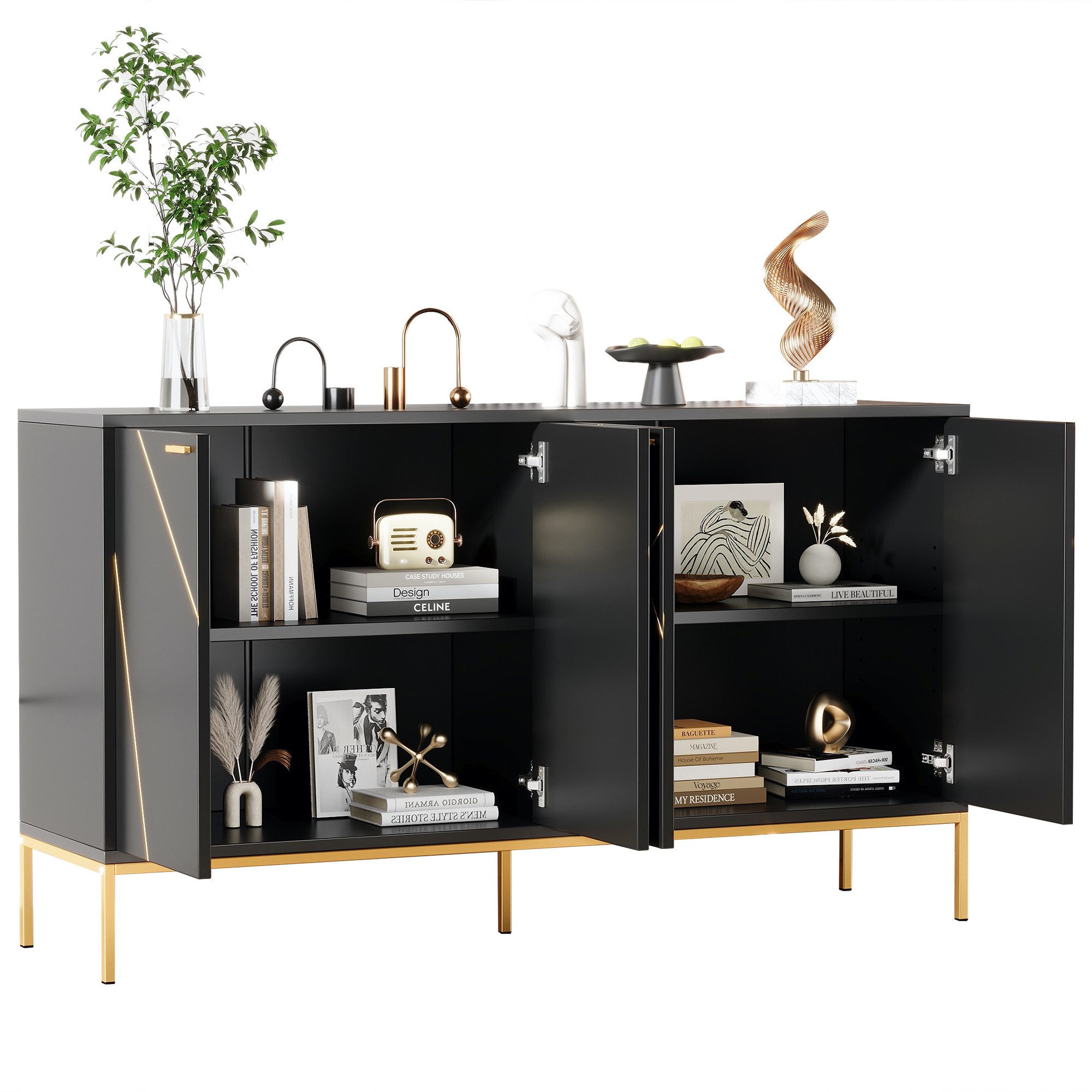 OKWISH Sideboard Anrichte,Modernes Küchenschrank (Eleganter Sideboard mit 4 günstig online kaufen