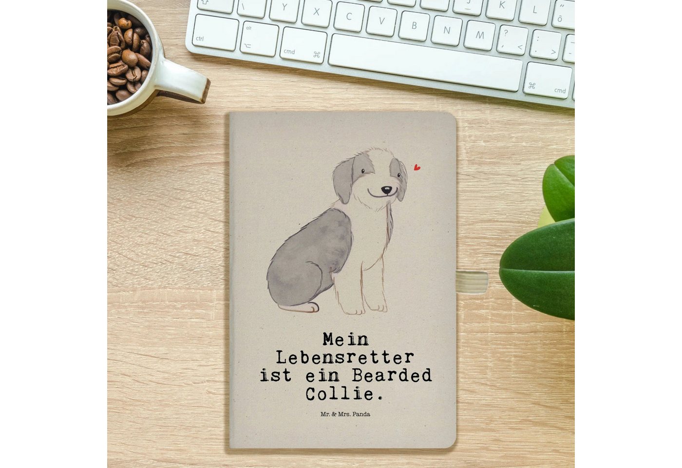 Thumbnail - Mr. & Mrs. Panda Notizbuch Bearded Collie Lebensretter - Transparent - Geschenk, Notizheft A5, H Mr. & Mrs. Panda, Hochw...