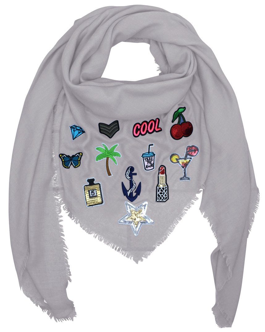 LOREZA Schal Damen Patches Sticker Schal