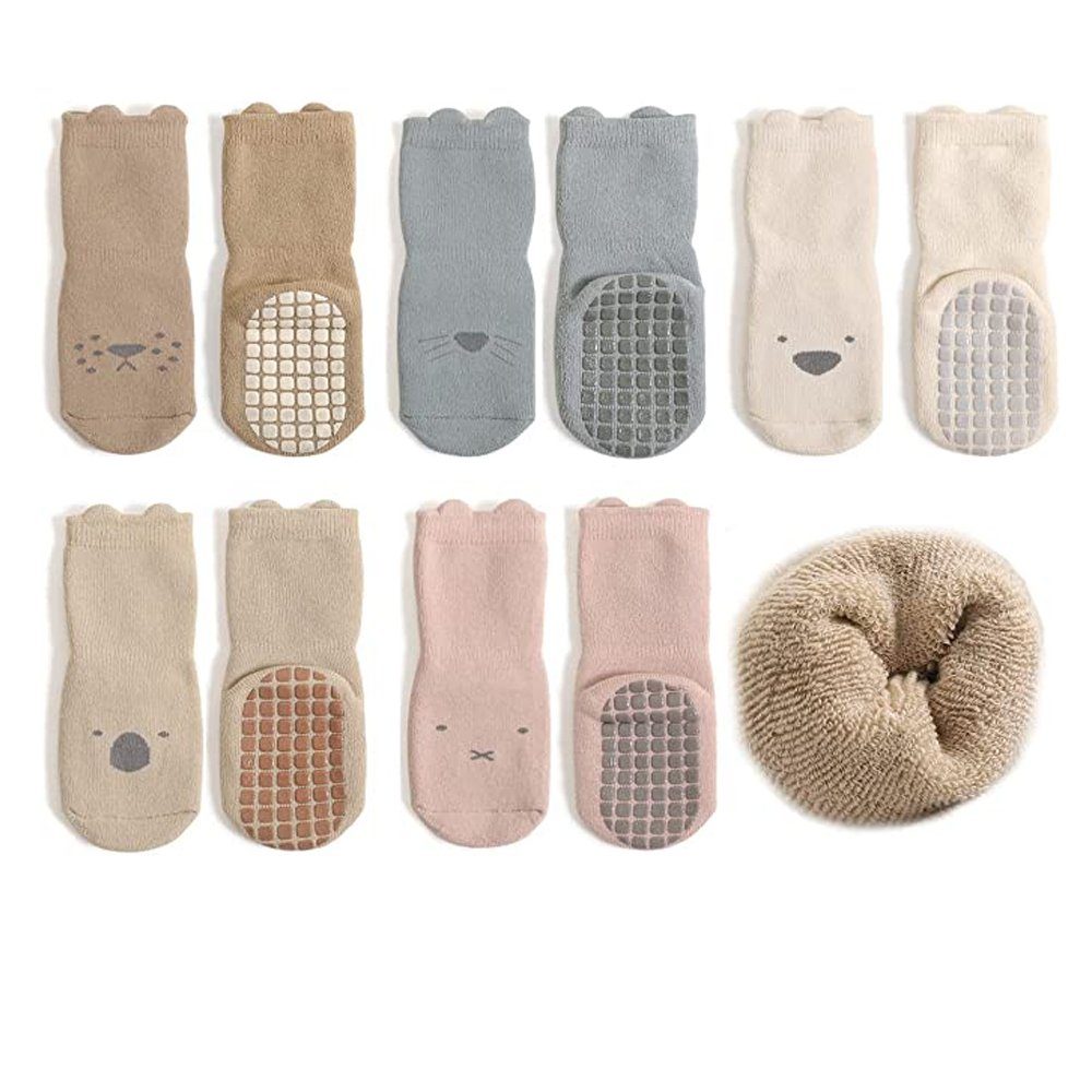 GelldG Haussocken Baby Socken Anti Rutsch Dicke, 5 Paar Winter Warme Kinder  Socken
