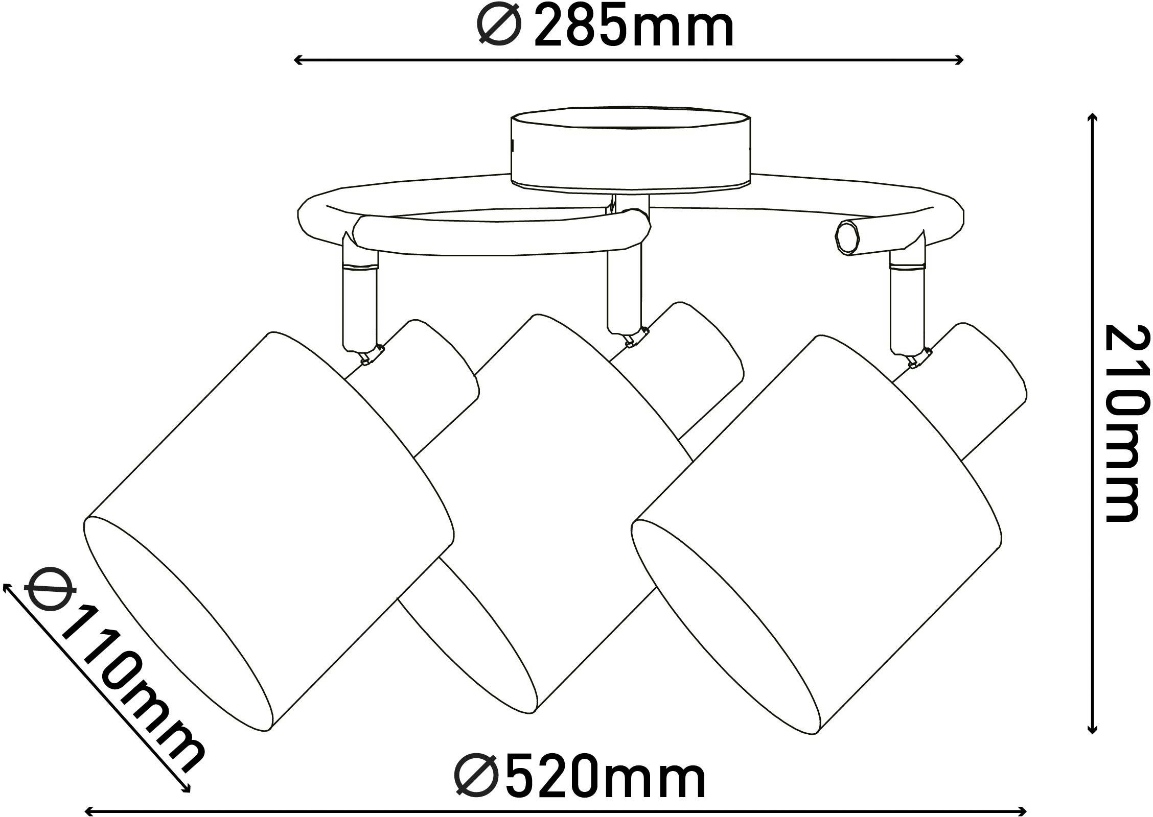 40W, Deckenleuchte Leuchtmittel, Decken-, Wandleuchte, Metall/Textil Spot, ohne Maron, 3er max. näve Rondell, 3xE14