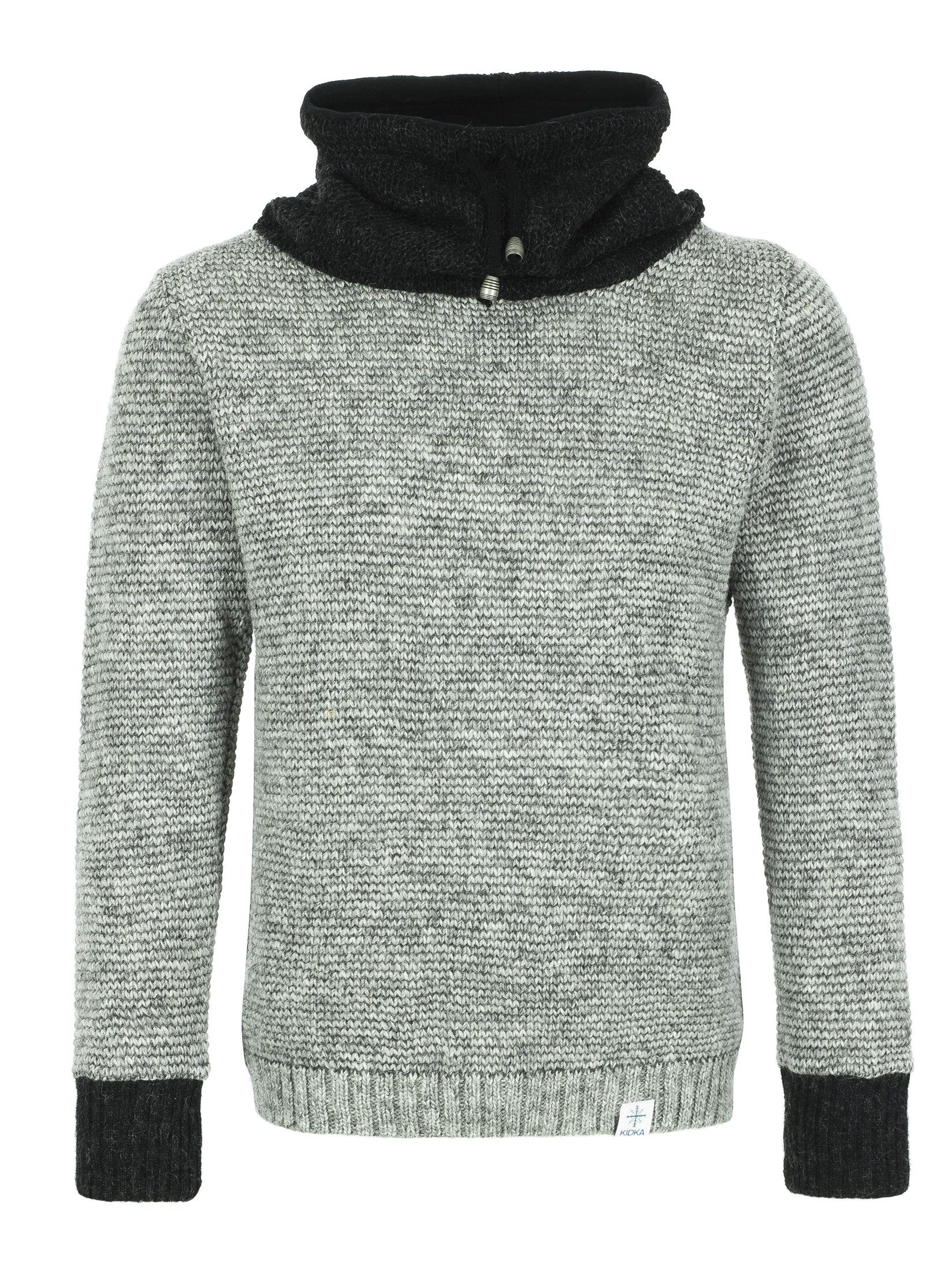 KIDKA Wollpullover - Isländischer Hochkragenpullover für Damen / Herren - Farbe grau - aus rauer isländischer Wolle