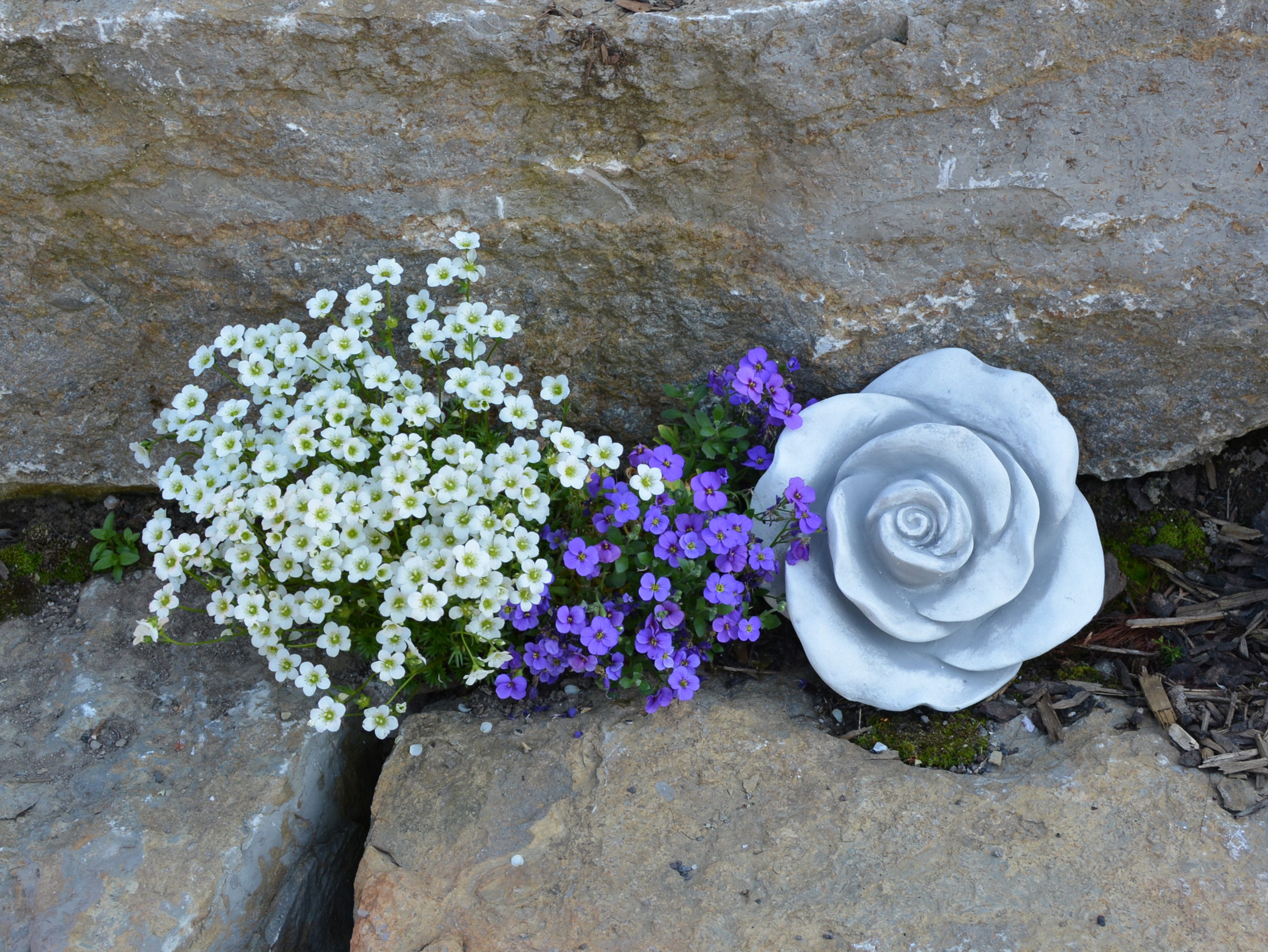 gartendekoparadies.de Gartenfigur Deko Rosen 2er-Set, Steinrosen, Steinfiguren, H. 9 cm, 4 kg, (2er-Set), Frostsicher
