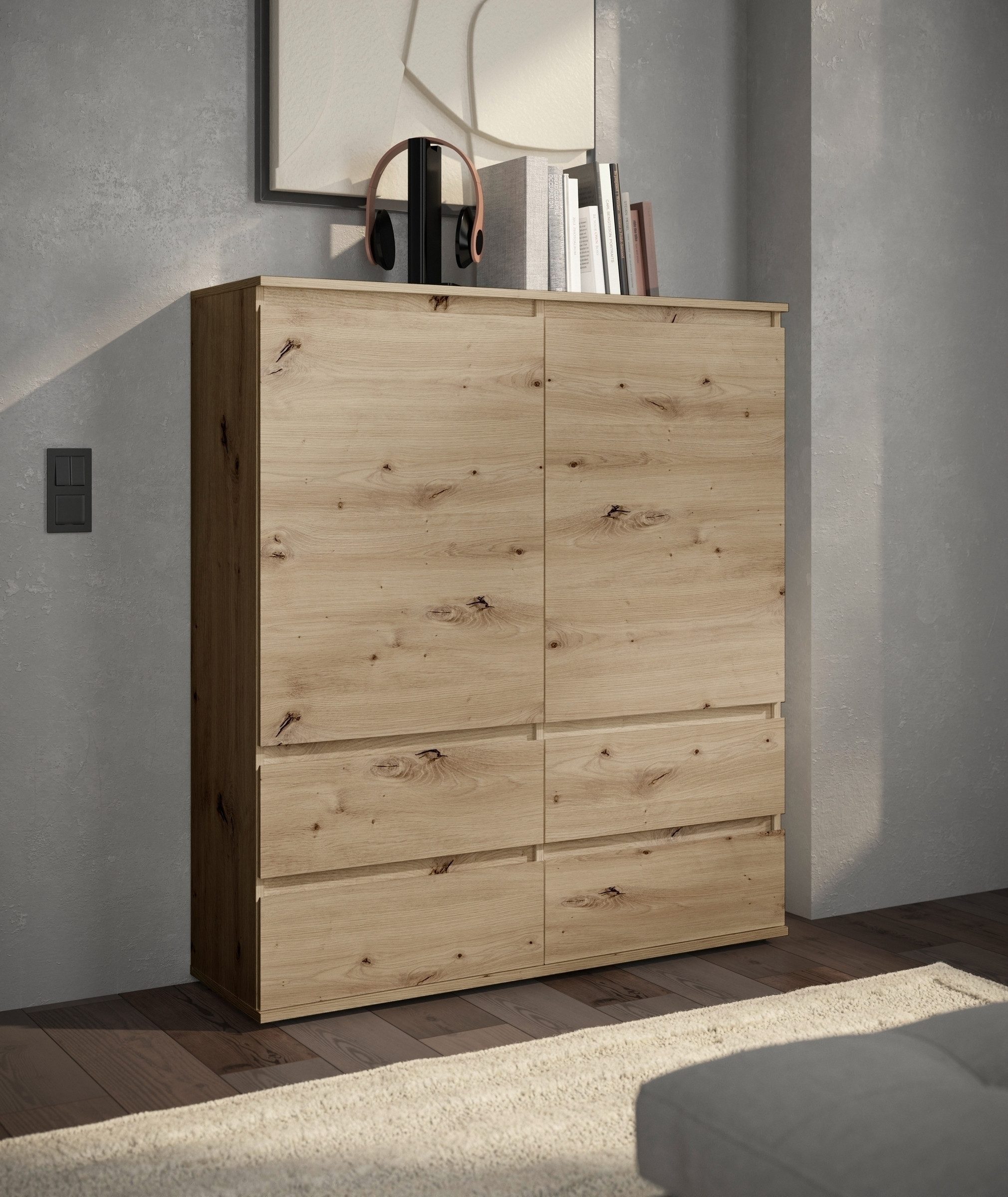 Bega Consult Highboard 2 Türen, 4 Schübe, Artisan Dekor - 116x130x35cm (BxHxT)