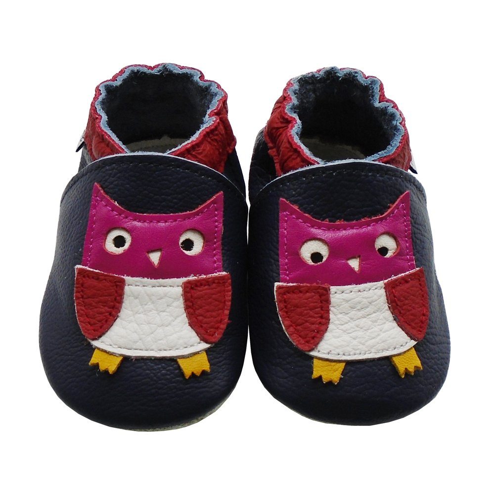 Mejale Weiche 100% Leder Lauflernschuhe Hausschuhe Dunkelblau 6-12Monate Krabbelschuh