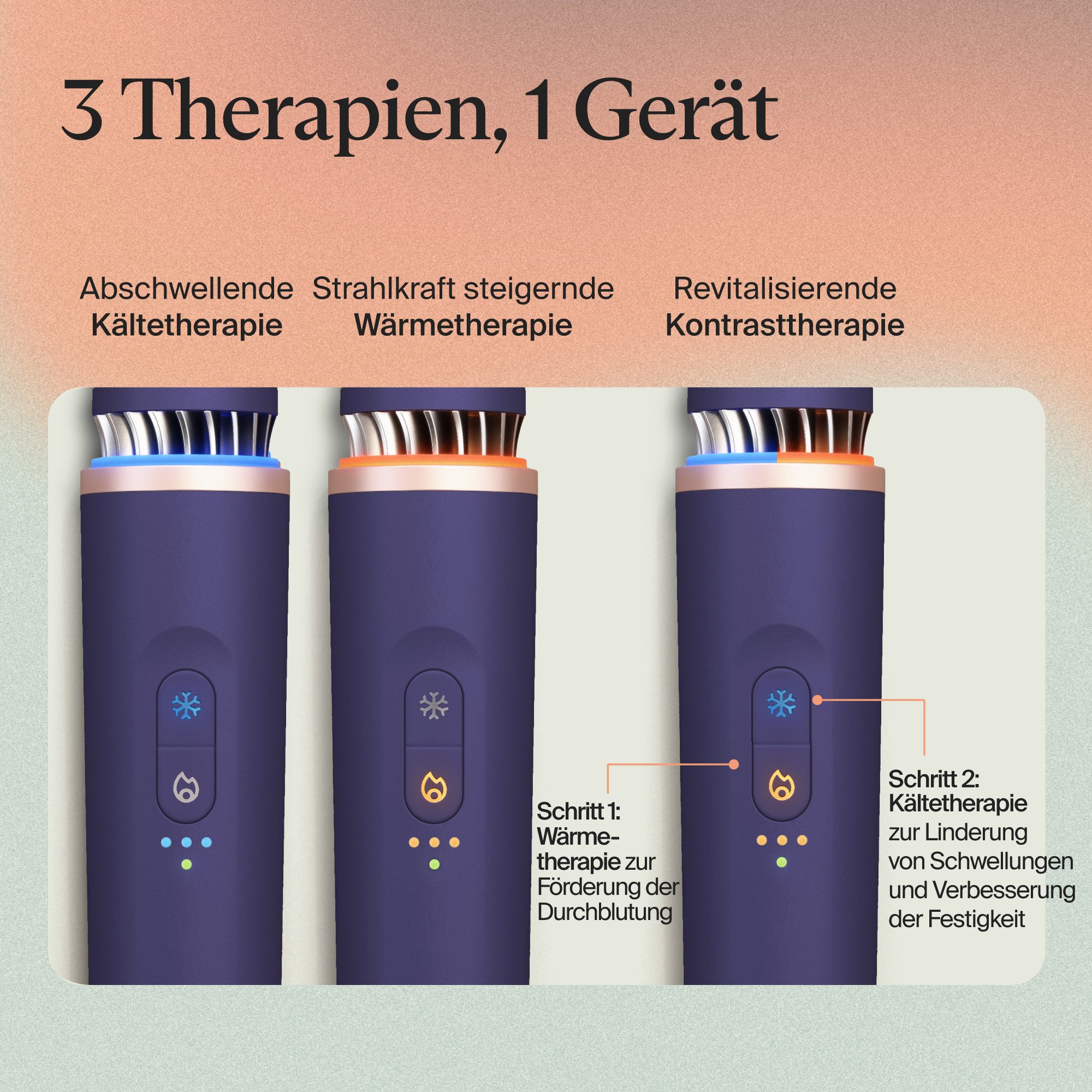 Therabody Anti-Aging-Gerät Theraface Depuffing Wand Kälte- und Wärmebehandlungen für das Gesicht, Verbessert die Strahlkraft, reduziert Augenringe und Schwellungen