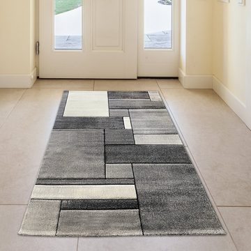 Teppich Eleganter Wohnzimmer Teppich mit Design in grau, TeppichHome24, rechteckig
