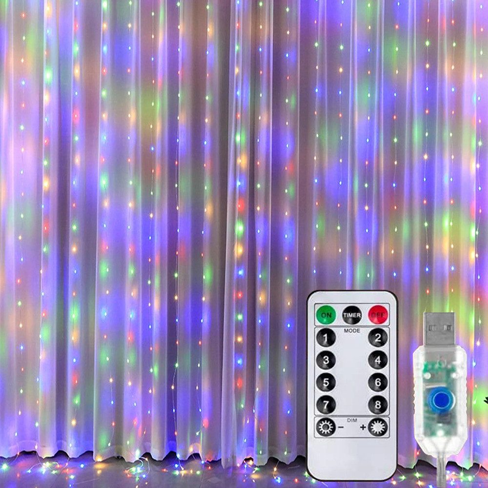 FOUORTUNATE-BEE LED-Lichtervorhang 300 LED USB Lichtervorhang günstig online kaufen