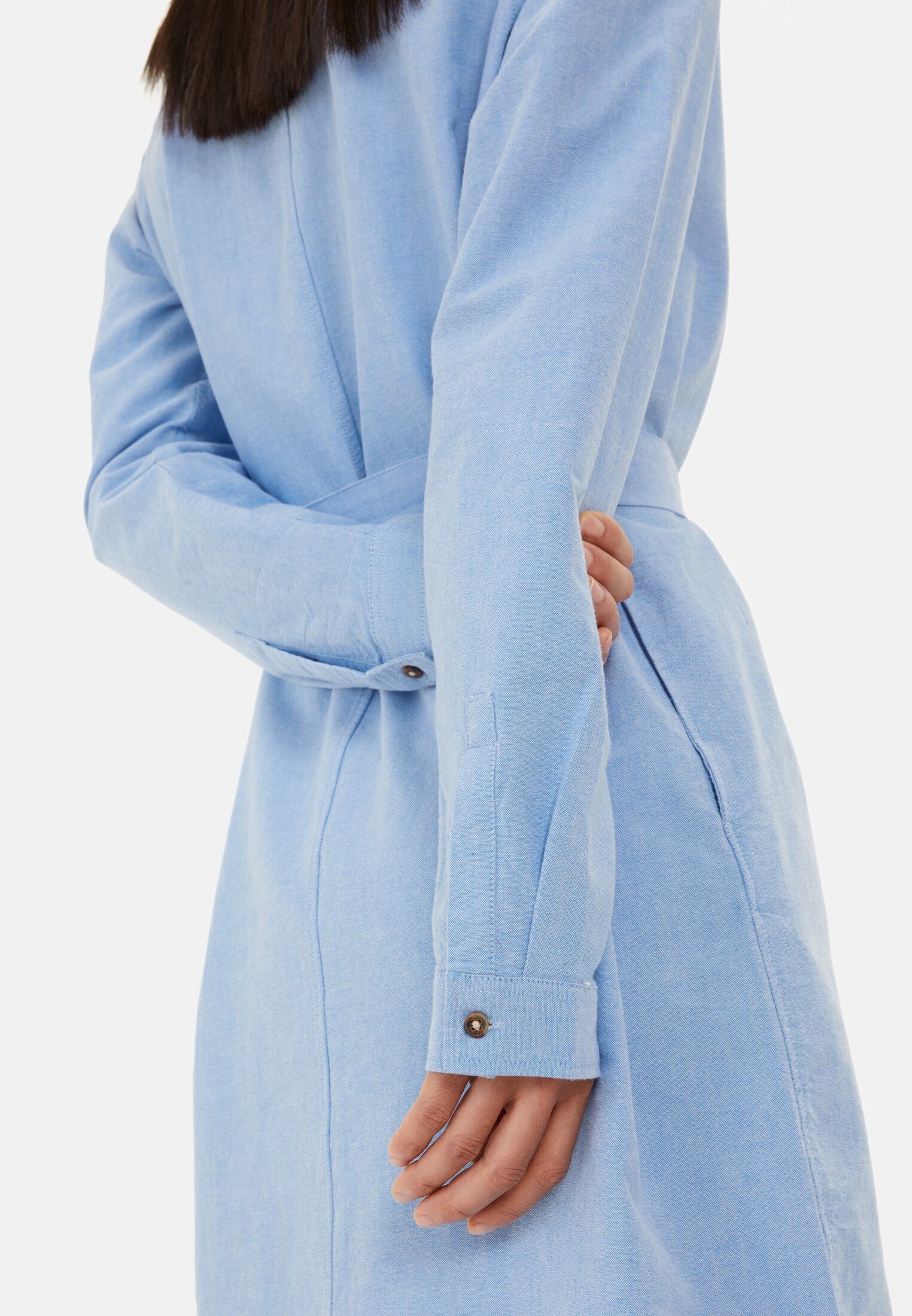 camel active Jerseykleid mit Stoffbindegürtel Langarm Hemdblusenkragen (1-tlg)