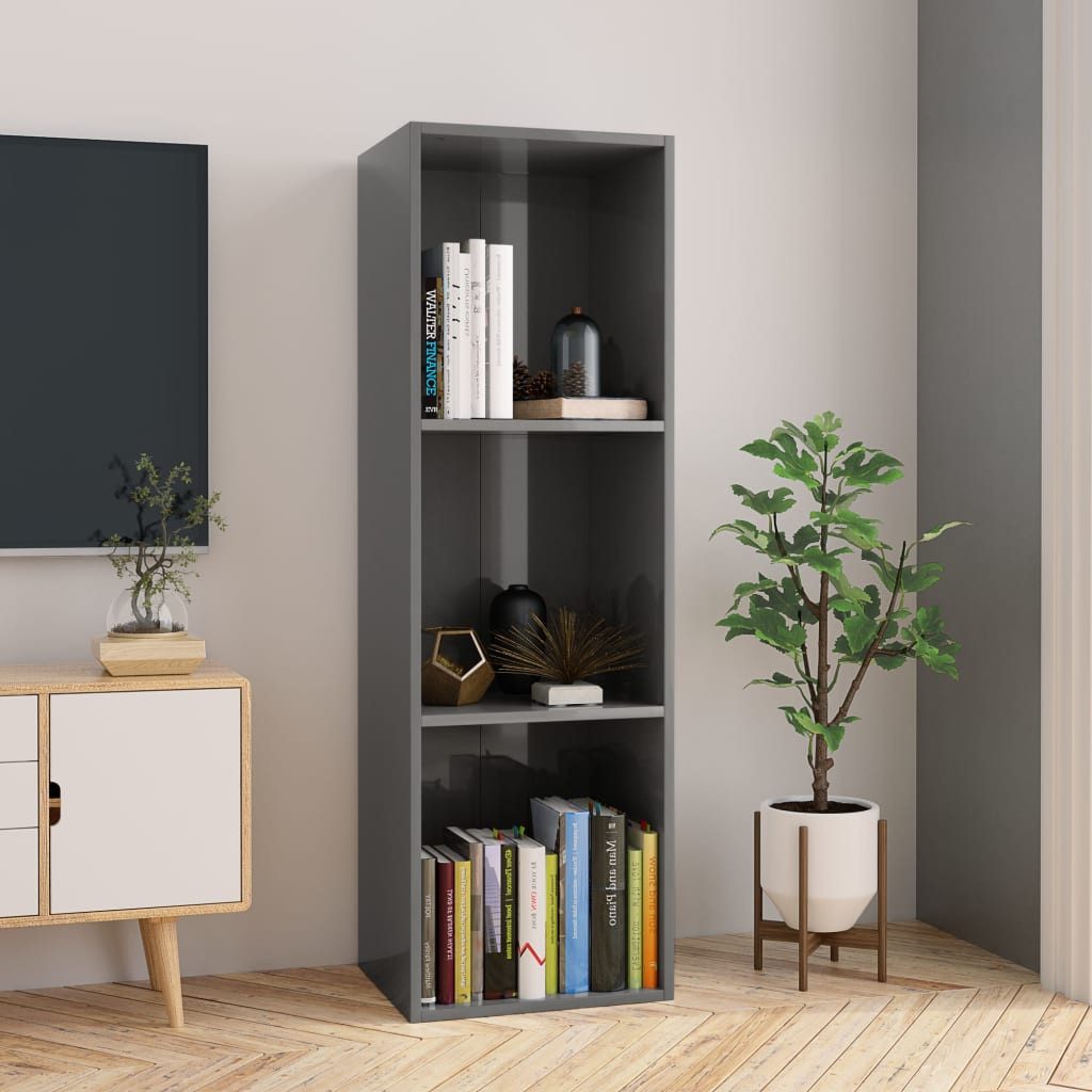 vidaXL Schrankmodule Bücherregal/TV-Schrank Hochglanz-Grau 36x30x114cm Holz günstig online kaufen