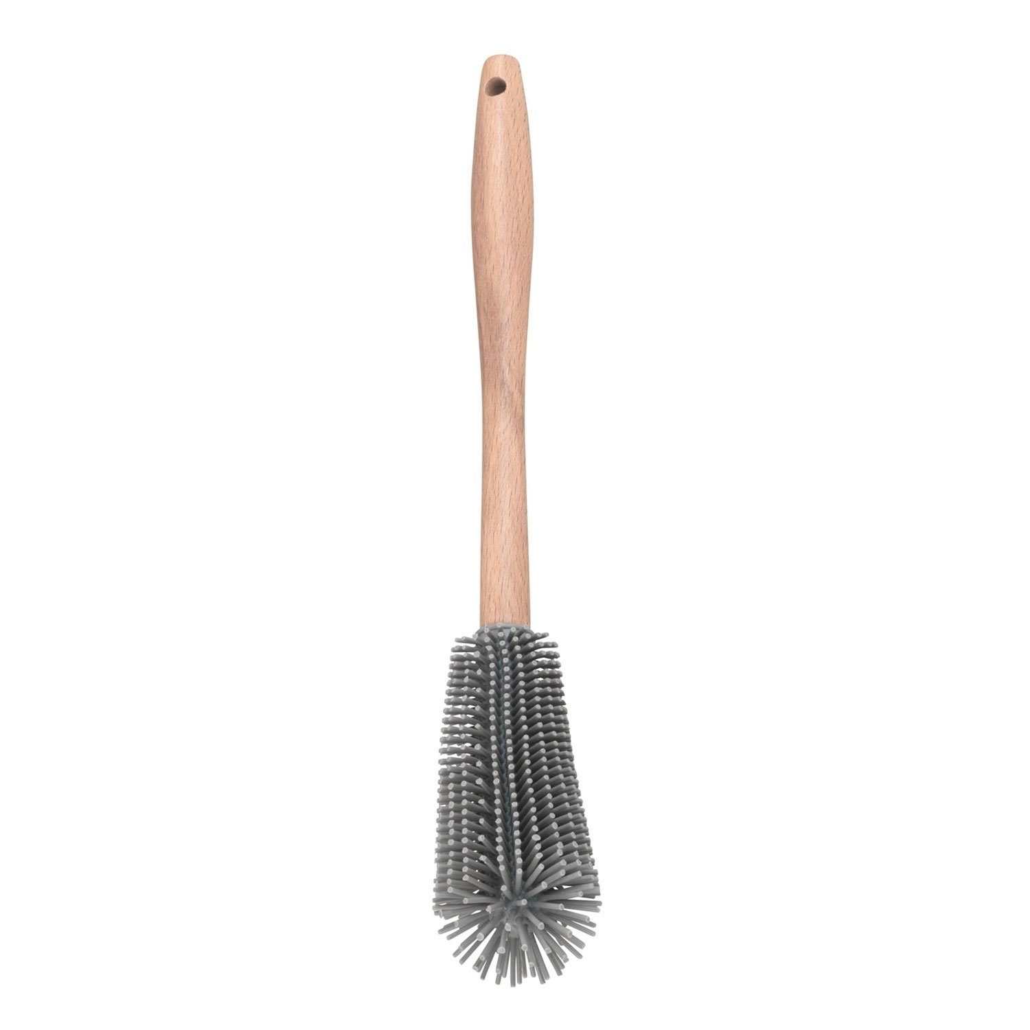 WENKO Reinigungsbürste Flaschenbürste HOLIE, Braun, Grau, L 30 cm, Buchenholz, Silikon, spülmaschinengeeigneter Чиститиkopf